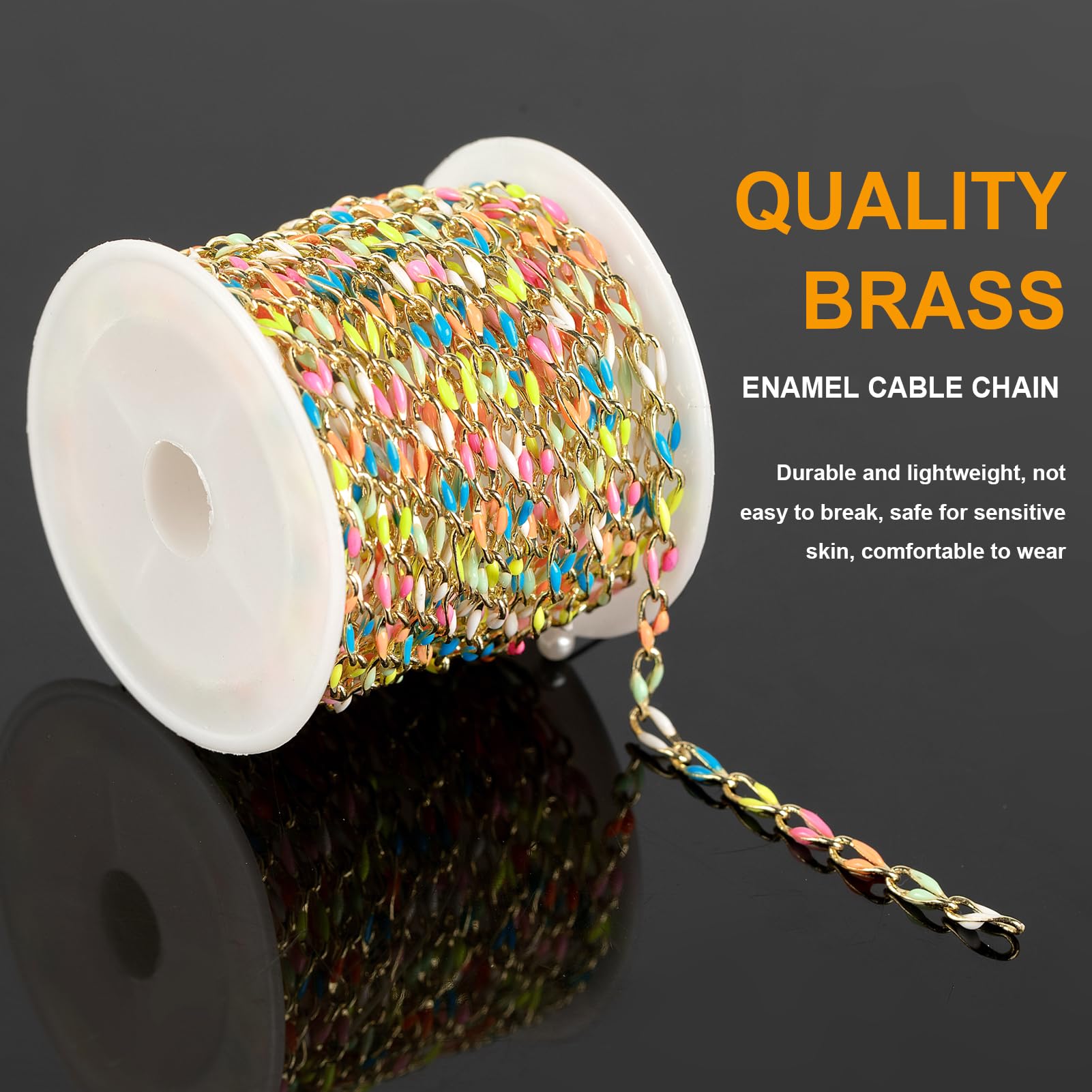 KYUNHOO 4 metri di catena a goccia di olio colorato per la creazione di gioielli, catena in ottone placcato oro 16 K colori misti smalto collana donna braccialetto fai da te gioielli forniture