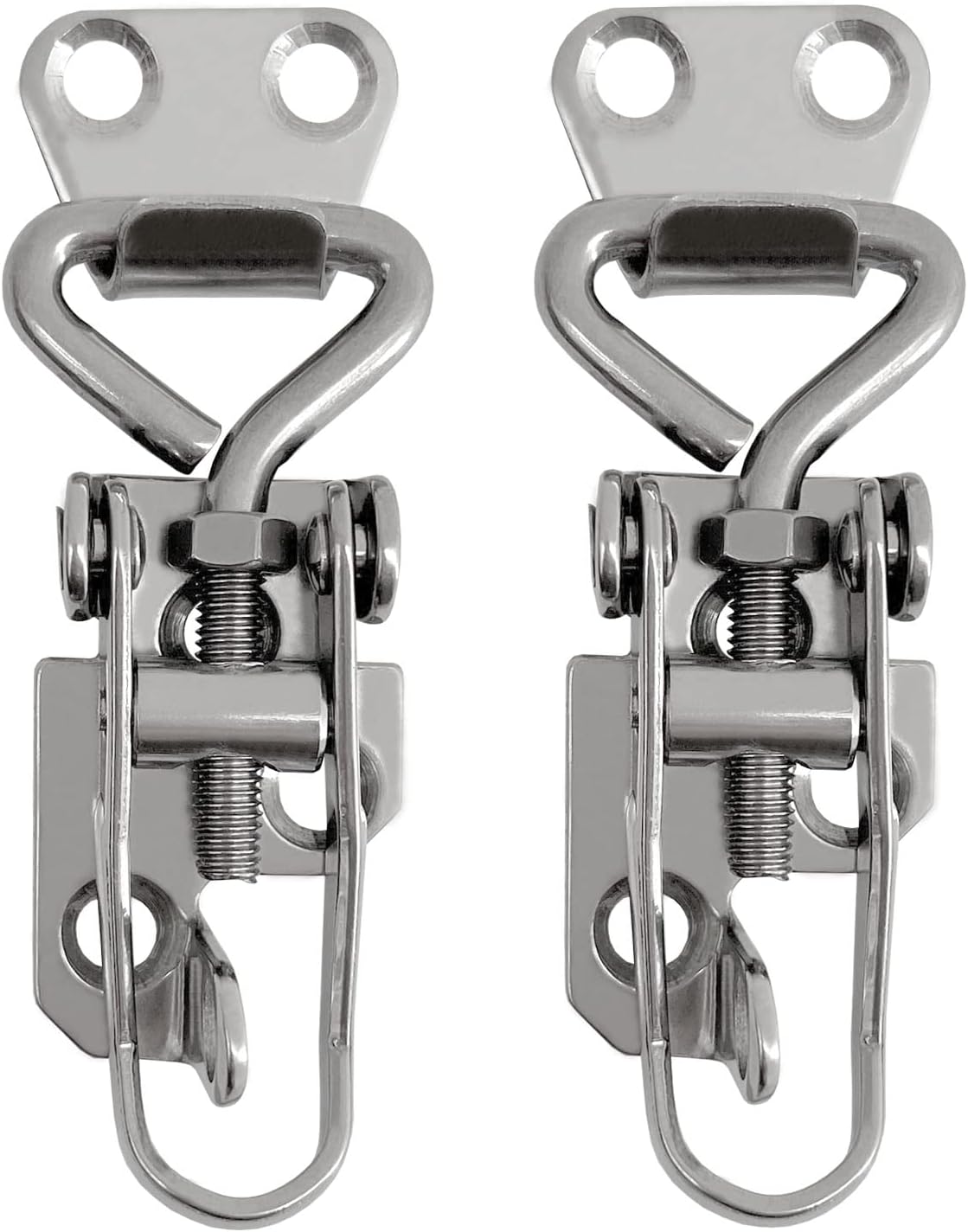 2Pcs Stainless Steel Adjustable Latch Buckle Cabinet Boxes Lever Handle Toggle Catch Latch Lock Clamp