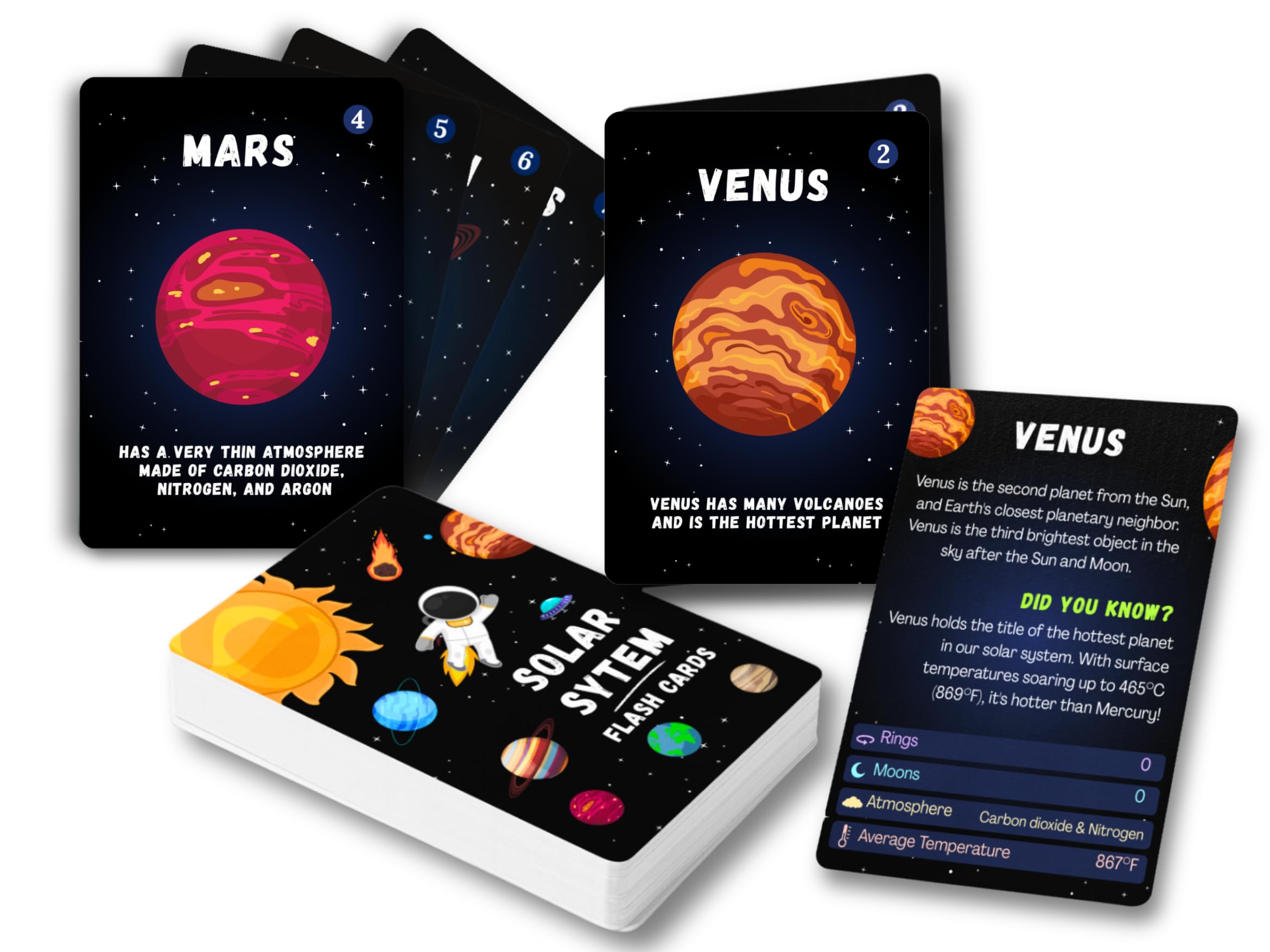 Solar System Flash Cards Educational Teaching Science Children Kids, Planets Solar System Cards, Fun Facts