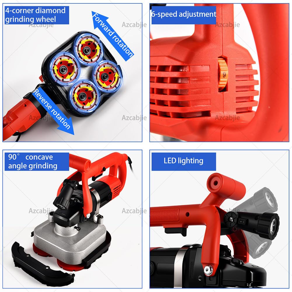 Levigatrice/Lucidatrice Professionale a 4 Teste per Pavimenti,3600 W, con Diamante,6 velocità di Controllo,per Livellare Il Calcestruzzo, Lucidare La Pietra E Disincrostare I Metalli