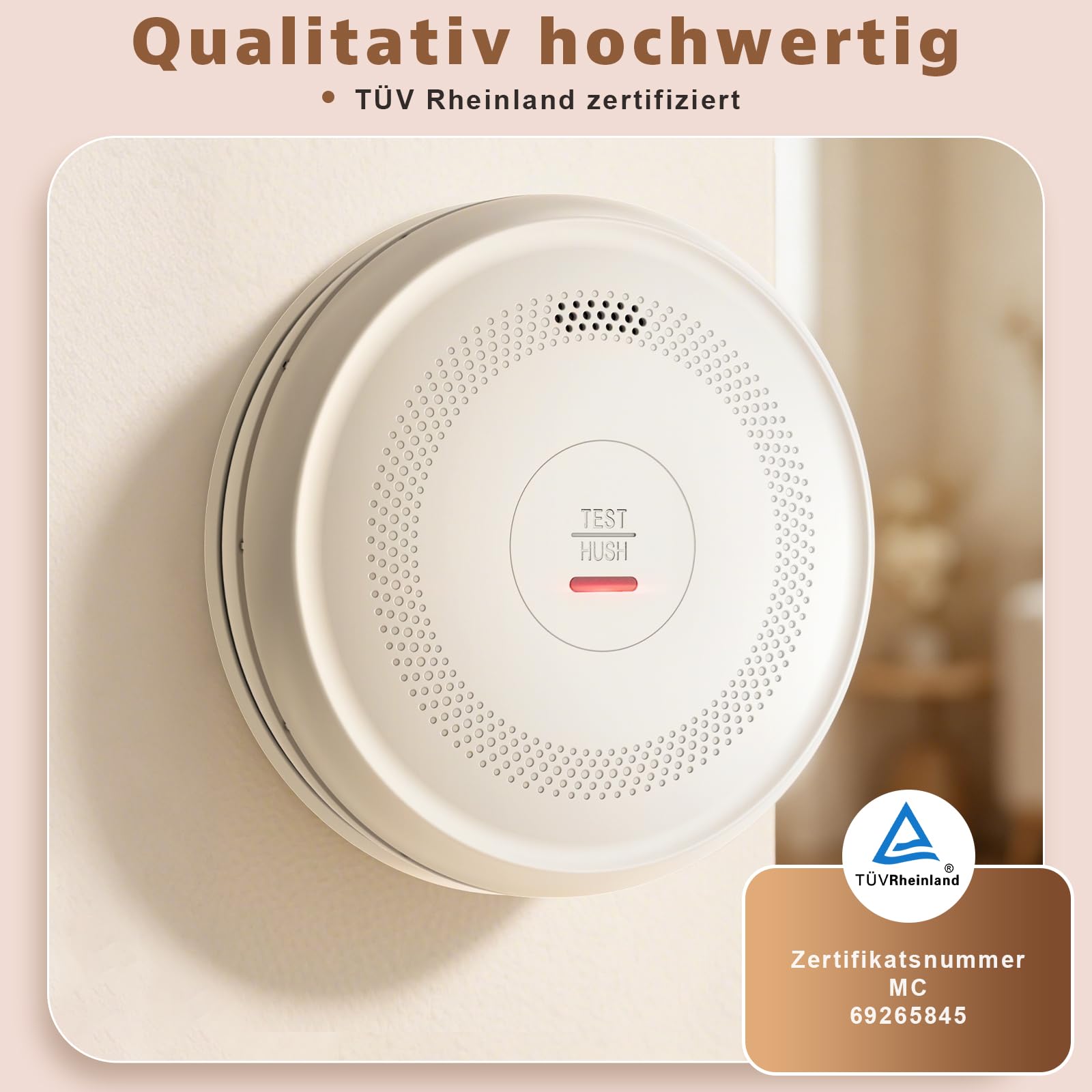Rauchmelder, 10 Jahre Batterie, TÜV-Zertifiziert, EN14604, 6 Stück | Frühzeitige Raucherkennung, Magnethalterung ohne Bohren, Automatische Selbstüberwachung, Zuverlässiger Brandschutz