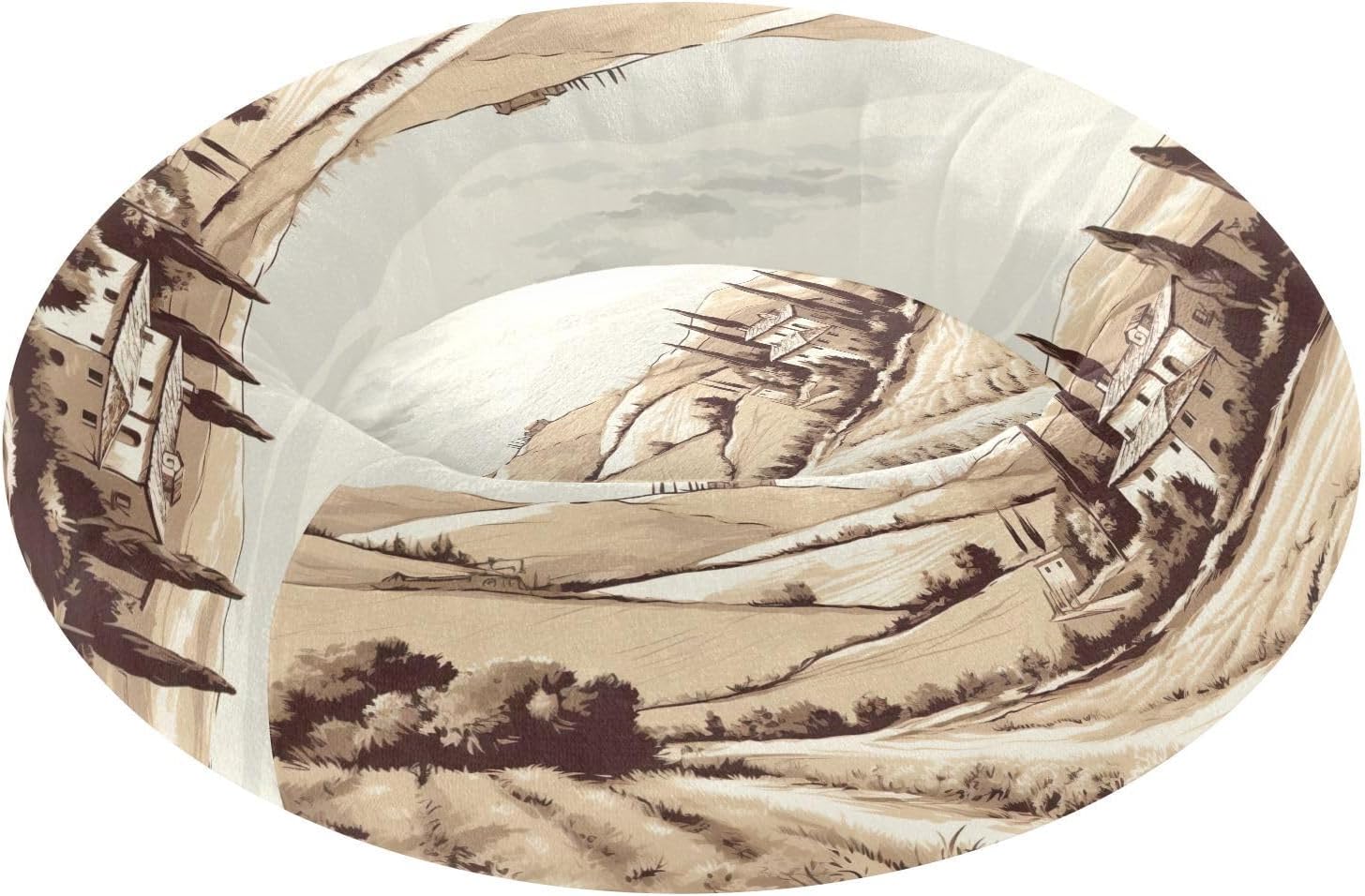 Dog Bed Ultra Soft Fluffy Comfortable Cat Bed, Italian Countryside Washable Dog Beds Anti-Slip Round Pet Beds for Medium Dogs