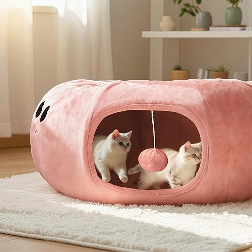 Vista 3 de Cama túnel para gatos con 20 juguetes para gatos, túnel de juego plegable para gatos de interior, juguetes para gatitos de interior
