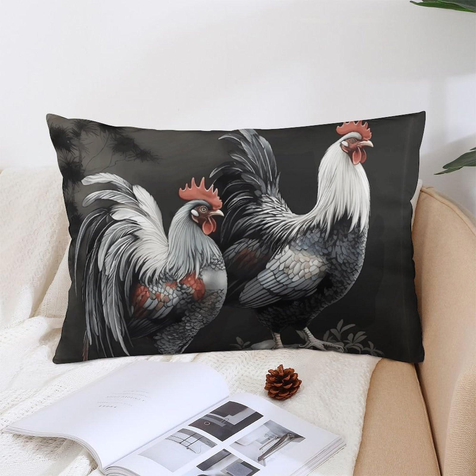NTVOWPZO Decoration Throw Pillow Covers 12 "x20 Pillowcases Covers Rooster Pattern Soft Pillowcases Modern Farmhouse Home Decor Sofa Cushions Covers for Couch Bed Living Room