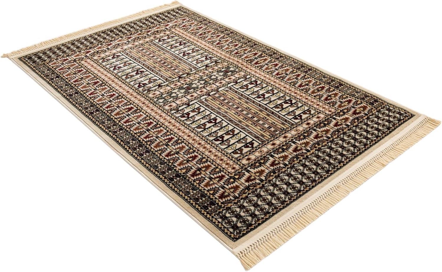 Rugs.com Bokhara Collection Rug – 4x6 Beige Medium-Pile Rug Perfect for Entryways, Kitchens, Breakfast Nooks, Accent Pieces