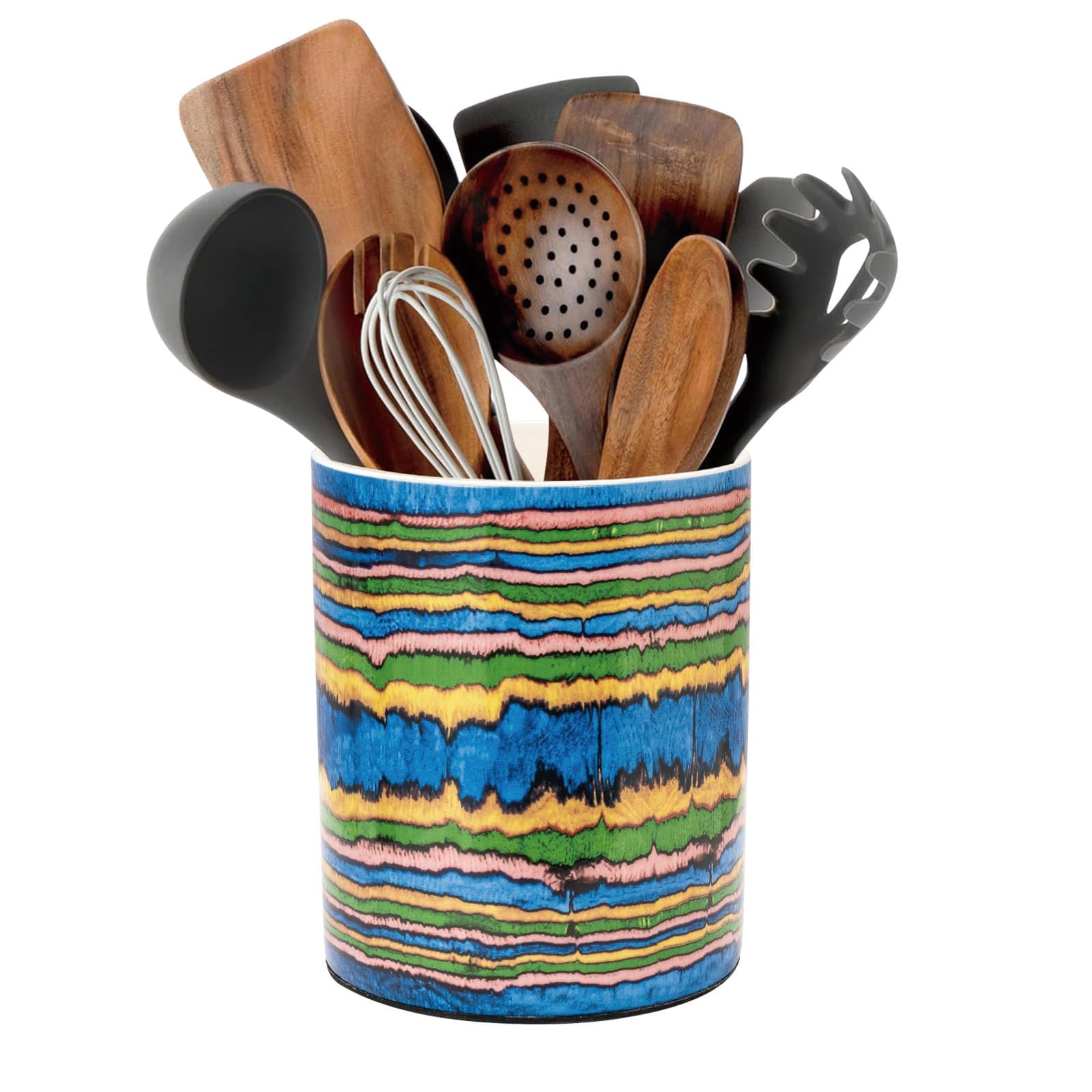 Porta Utensili Da Cucina In Ceramica Mucca - Contenitore Rustico Per Mestoli E Spatole