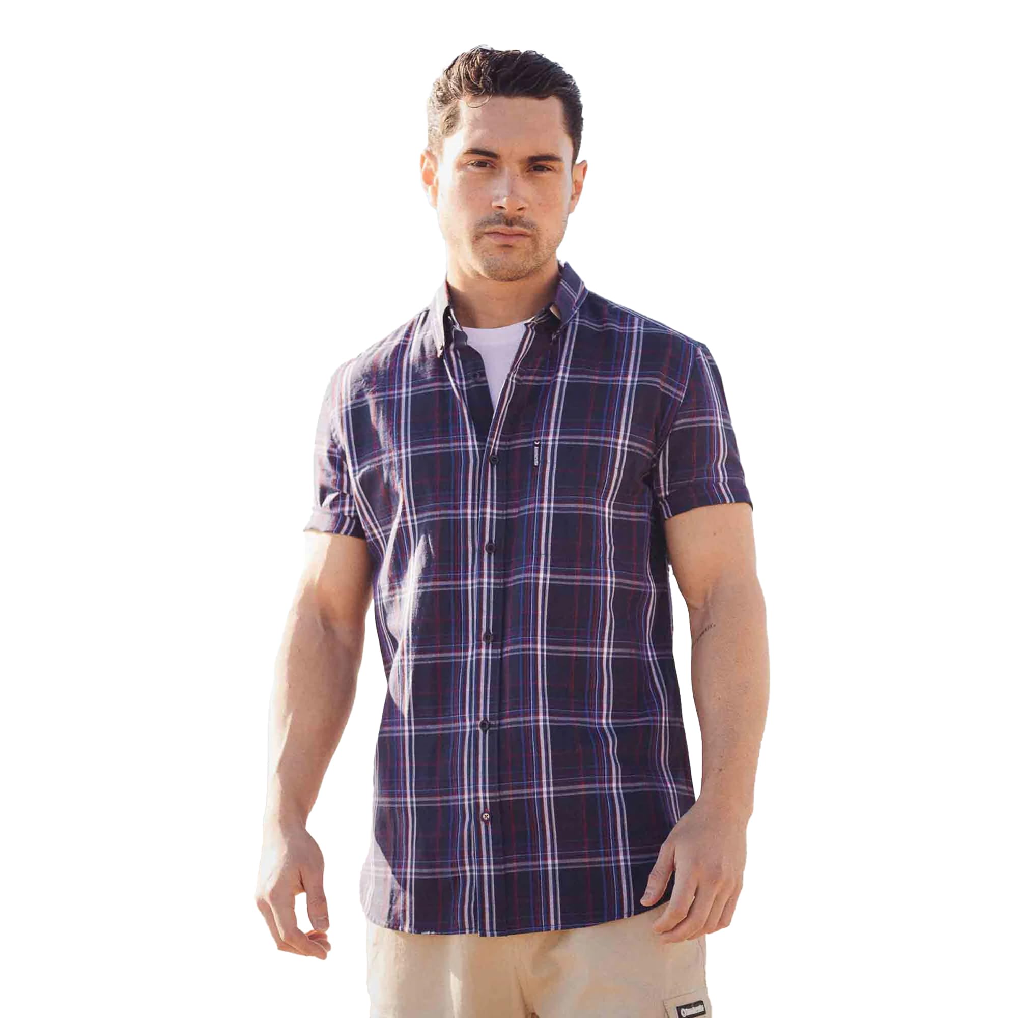 Lambretta Camicie button down a maniche corte a quadri da uomo