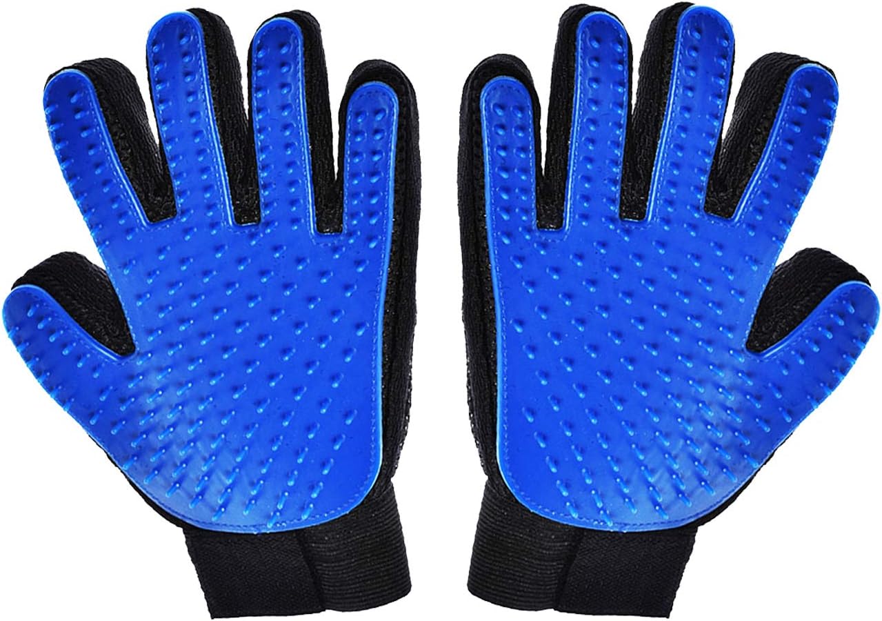 Hilltop Products 1 Pair - Dog, Cat, Pet Grooming Gloves - Easy Pet Hair Remover Mitts. Fiver Fingers Gloves Massage Tool