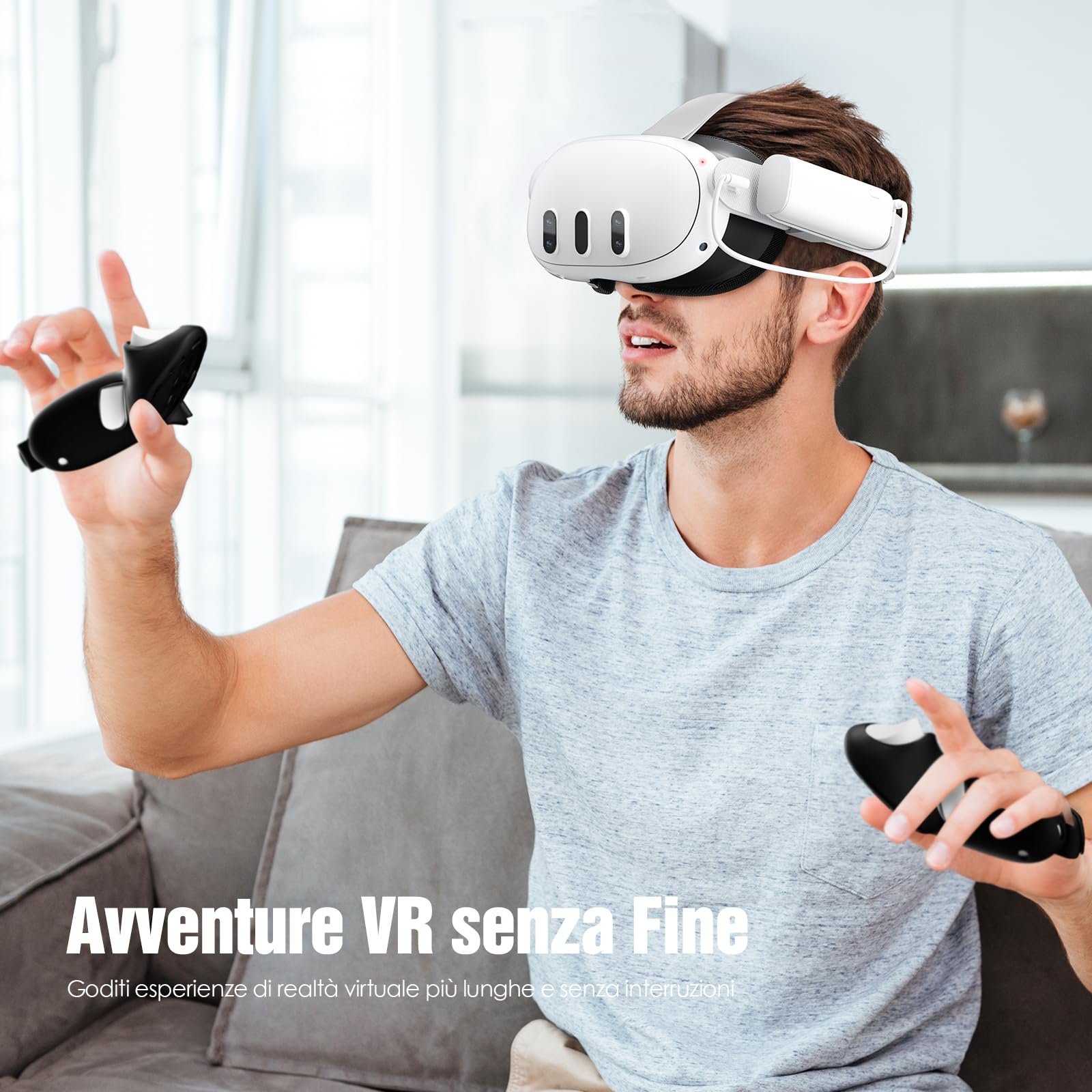 SUPERUS Battery Pack per Meta Quest 3/3S & Oculus Quest 2, 5000mAh, Ricarica Veloce PD20W, Fino a 2-3 Ore di Gioco Extra, Compatibile con Cinturini Originali ed Elite, Leggero e Portatile