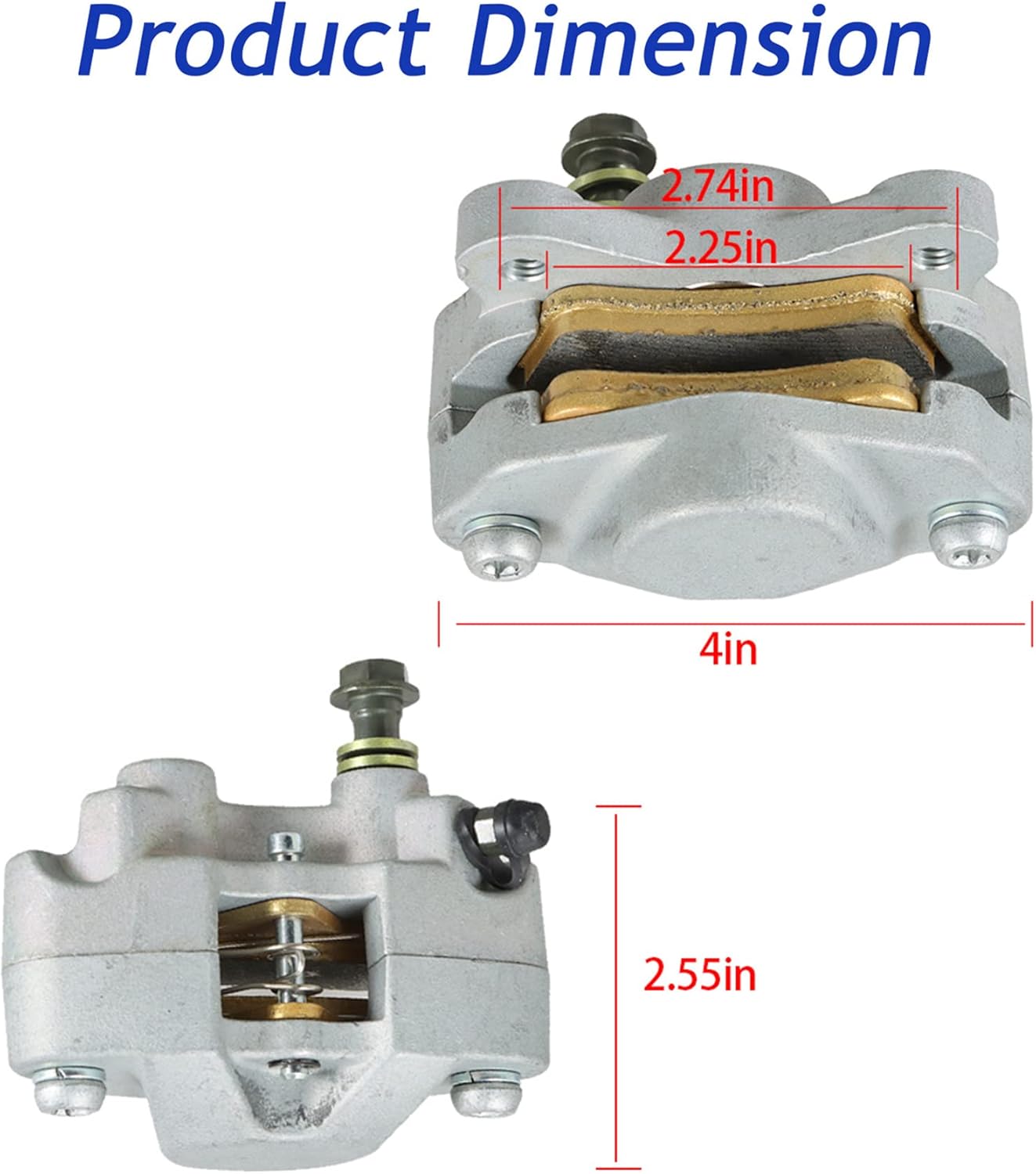 Front Rear Brake Calipers with Pads Replacement for Arctic Cat 250 375 400 300 454 500 0402-010 0402-011