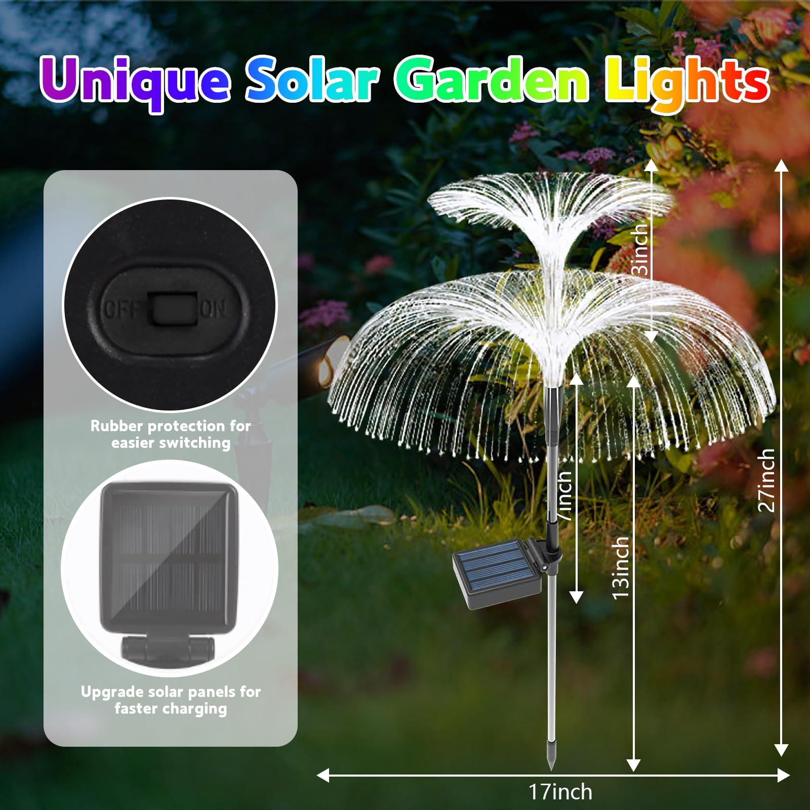 3Pack Garden Solar Lights Outdoor Waterproof Stake - Image 2
