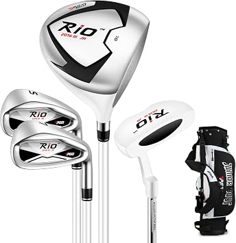 PGM Junior Golf Clubs Set - Kids Golf Clubs for Ages 3-5, 6-8, 9-12 | Right Handed - Oversized Sweet Spot 360cc Driver - Lightweight Graphite Shafts - Golf Stand Bag