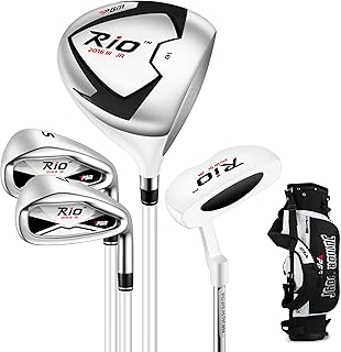 PGM Junior Golf Clubs Set - Kids Golf Clubs for Ages 3-5, 6-8, 9-12 | Right Handed - Oversized Sweet Spot 360cc Driver - Lightweight Graphite Shafts - Golf Stand Bag
