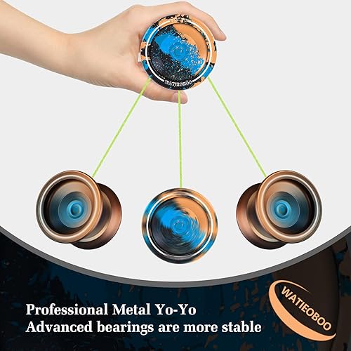 Miniatura 3 de WATIEOBOO Yoyo Yoyos Responsive para principiantes, yoyo profesional que no responde para adultos, yoyo profesional de trucos de metal con kit de
