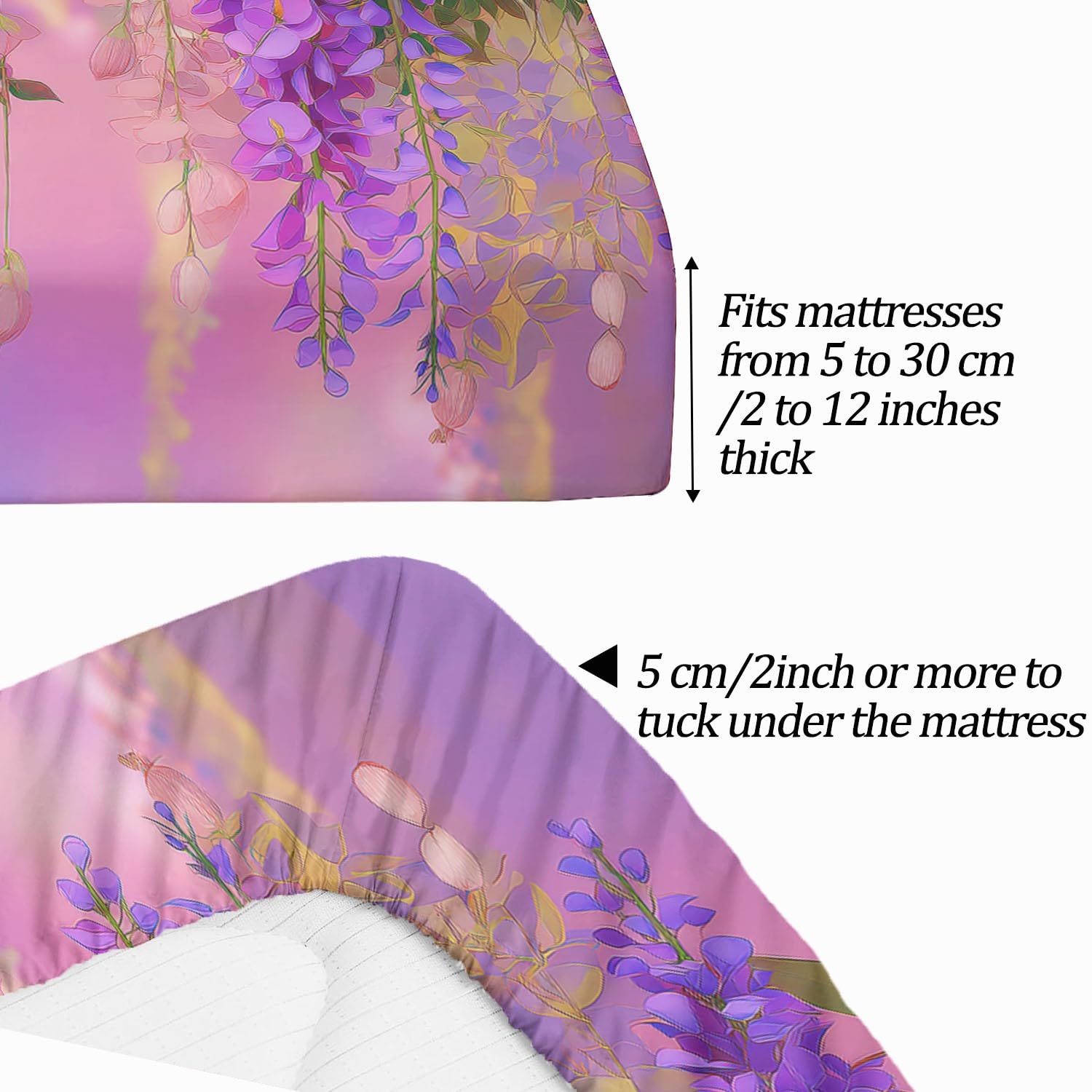 Prześcieradło z gumką Glycine Dream Pink Beanie z gumką 30 cm, miękki i trwały, oddychający materac z gumką dookoła, różowe, 90 x 190 cm