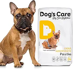 DOG’S CARE Fralda Descartável Para Cães Machos - Fralda Absorvente Para Cachorros Idosos e Filhotes - Tamanho M - Cintura de 33 a 53cm - 24 Unidades