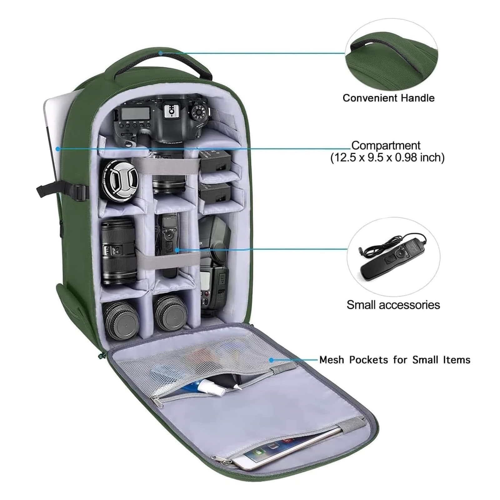 MOSISO Camera Backpack DSLR Protection Full Open Waterproof - Dettaglio