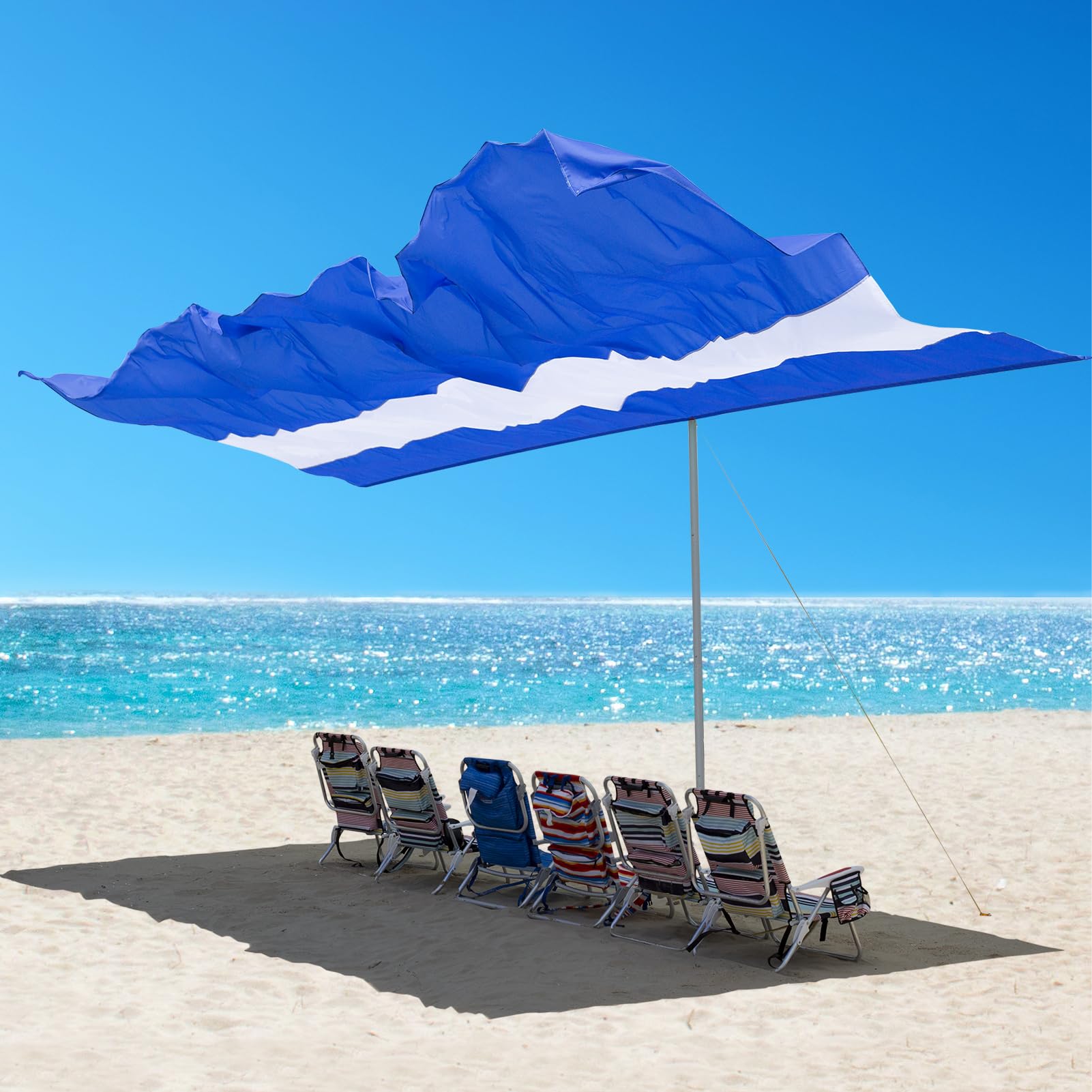 (Similar image) Portable Beach Shade for 5 People, Self-adjusts As The Wind Shifts, Foldable Beach Tent?Sun Shelters, Simple and Fast Sets up, Shelter for Outdoor Beach, Fights 20 Mph Winds, UPF50+