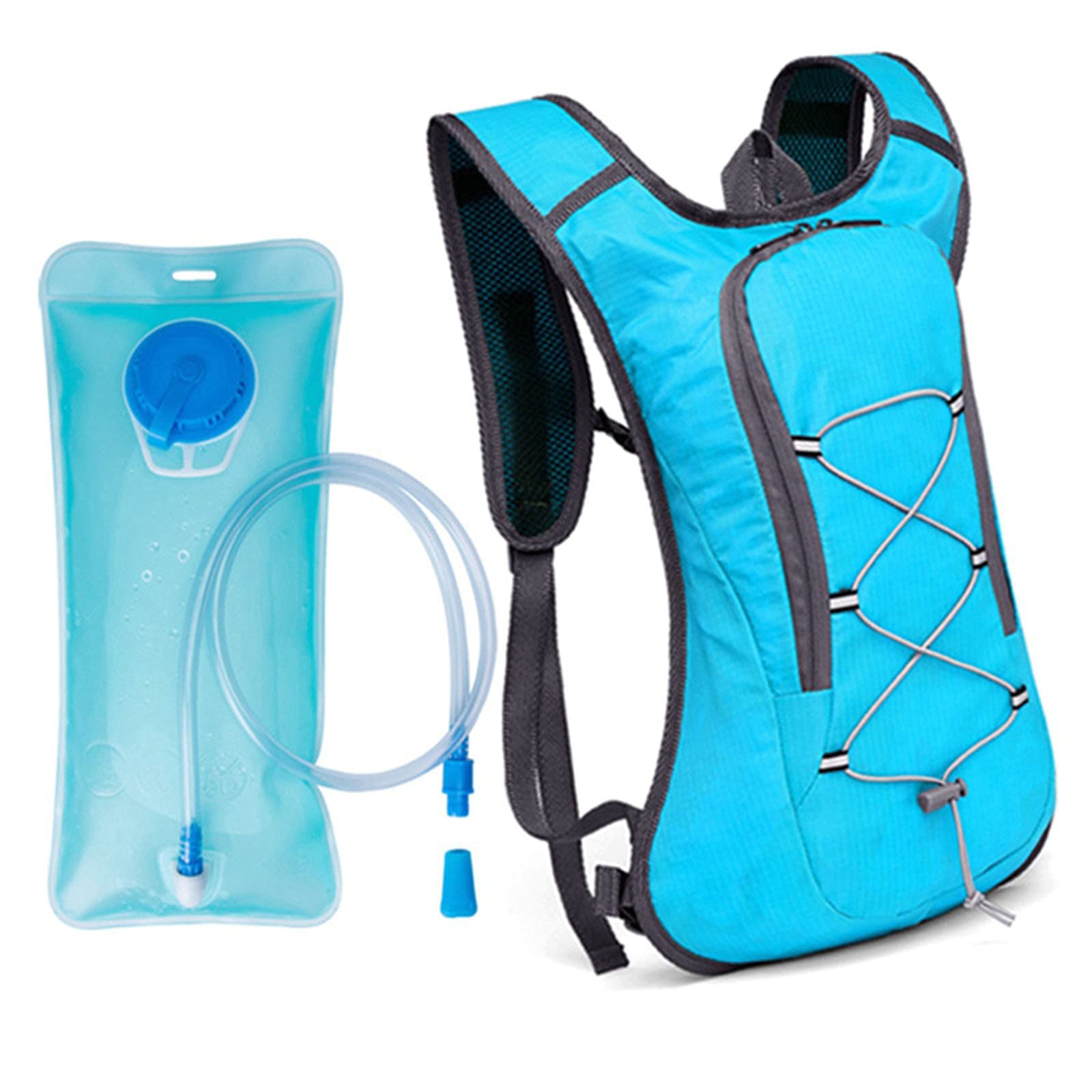 Sac à Dos VTT, Sac Hydratation avec Poche d'eau 2LSac à Dos Running Léger 8L pour Homme Femme pour Vélo VTT Randonnée Alpinisme Camping,Blue