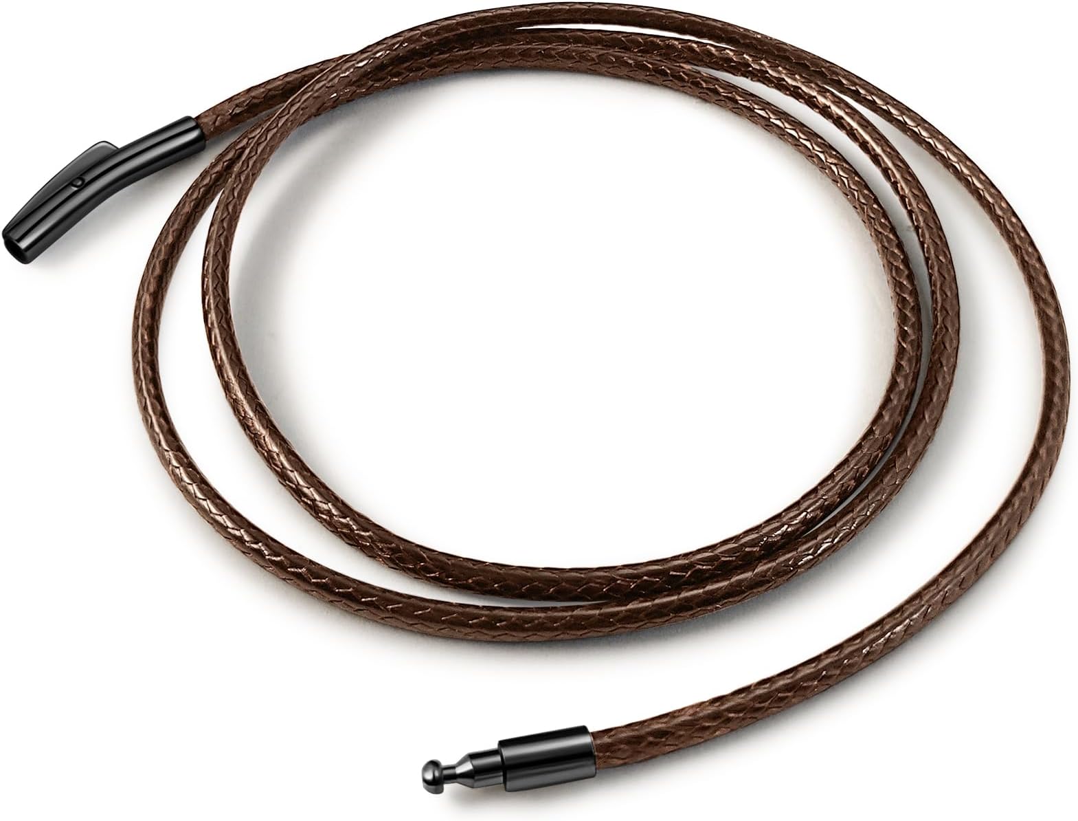 Waterproof Braided Leather Necklace Cord Chain for Men Women, with Sturdy Silver/Black Clasp, 2MM/3MM Flexible Brown/Black Rope Chain for Pendant 16"-30" Length (Send Gift Box)