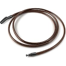 Waterproof Braided Leather Necklace Cord Chain for Men Women, with Sturdy Silver/Black Clasp, 2MM/3MM Flexible Brown/Black Rope Chain for Pendant 16"-30" Length Send Gift Box
