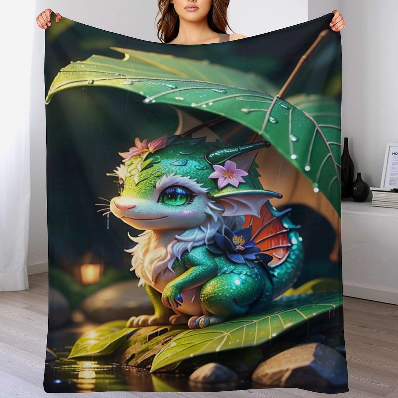 Couverture dragon flanelle chaude pour stopper le froid sur le canapé et le lit