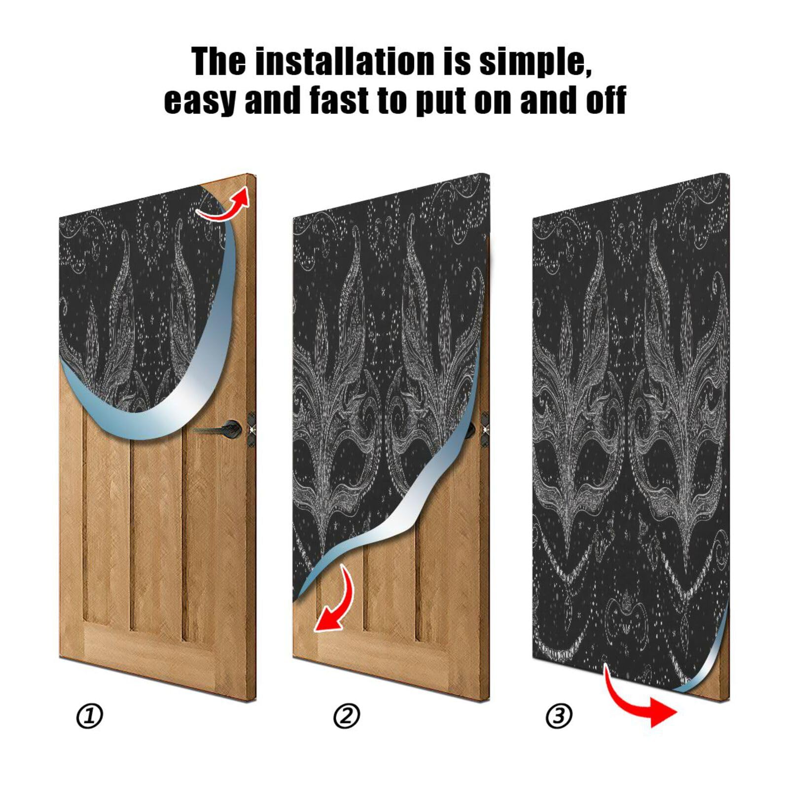 FLildon Mardi Gras Carnival Masks Door Cover Decoration, Party Accessory Porch Decor for Festive Ornament Room Door Covers 36 x 98 Inch