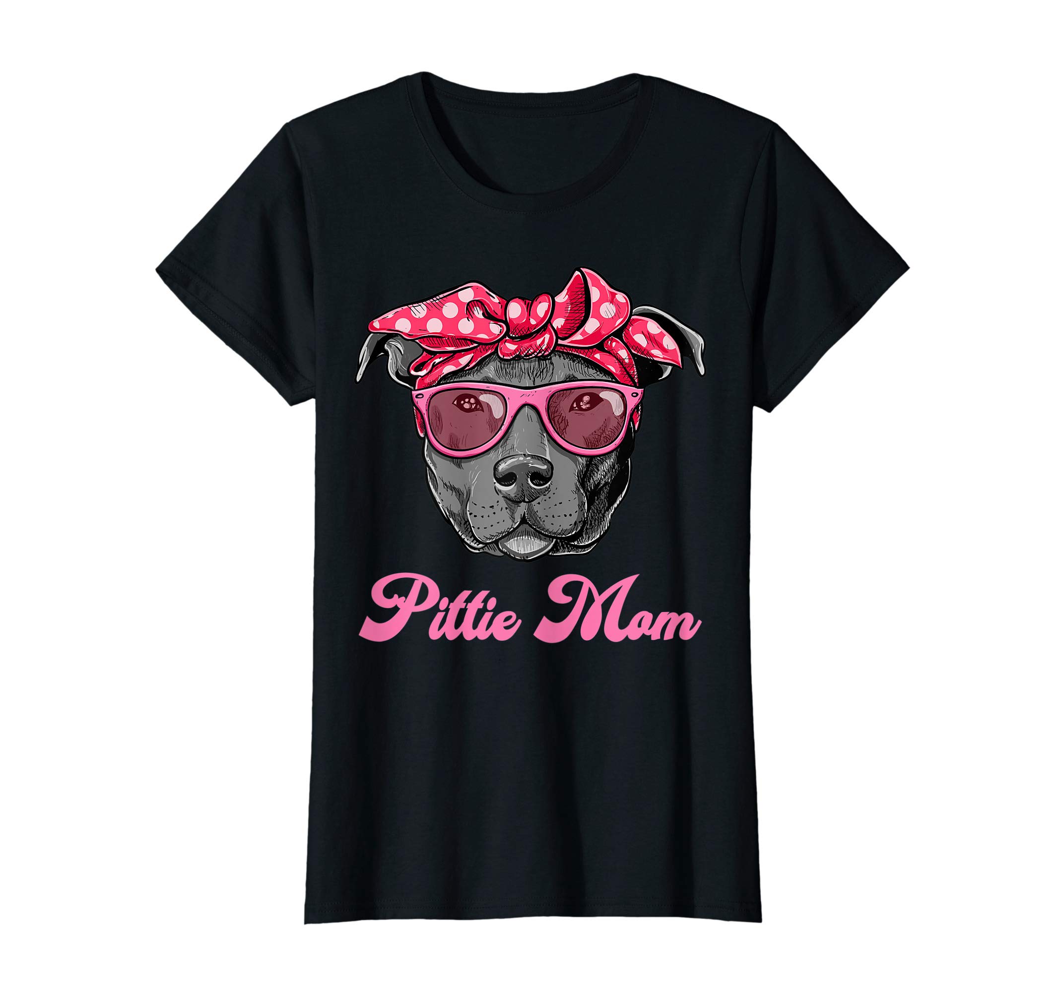Funny PITTIE MOM Women T-Shirt Cool Pitbull Dog Retro Tee T-Shirt