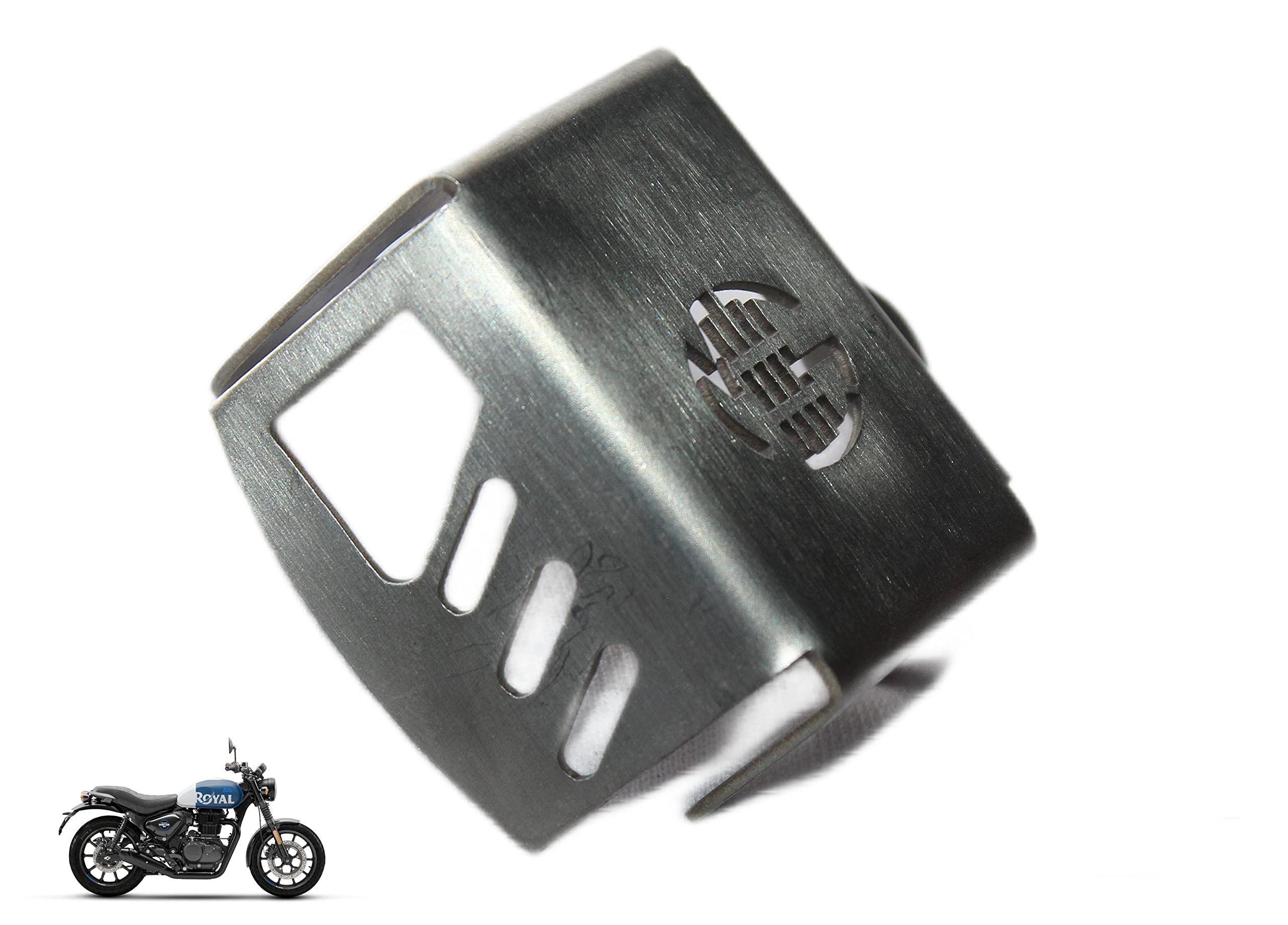 OBEROI'S TRADERS Premium Rear Brake Oil Container Guard Compatible For Royal Enfield Hunter 350 (Silver)-image-25