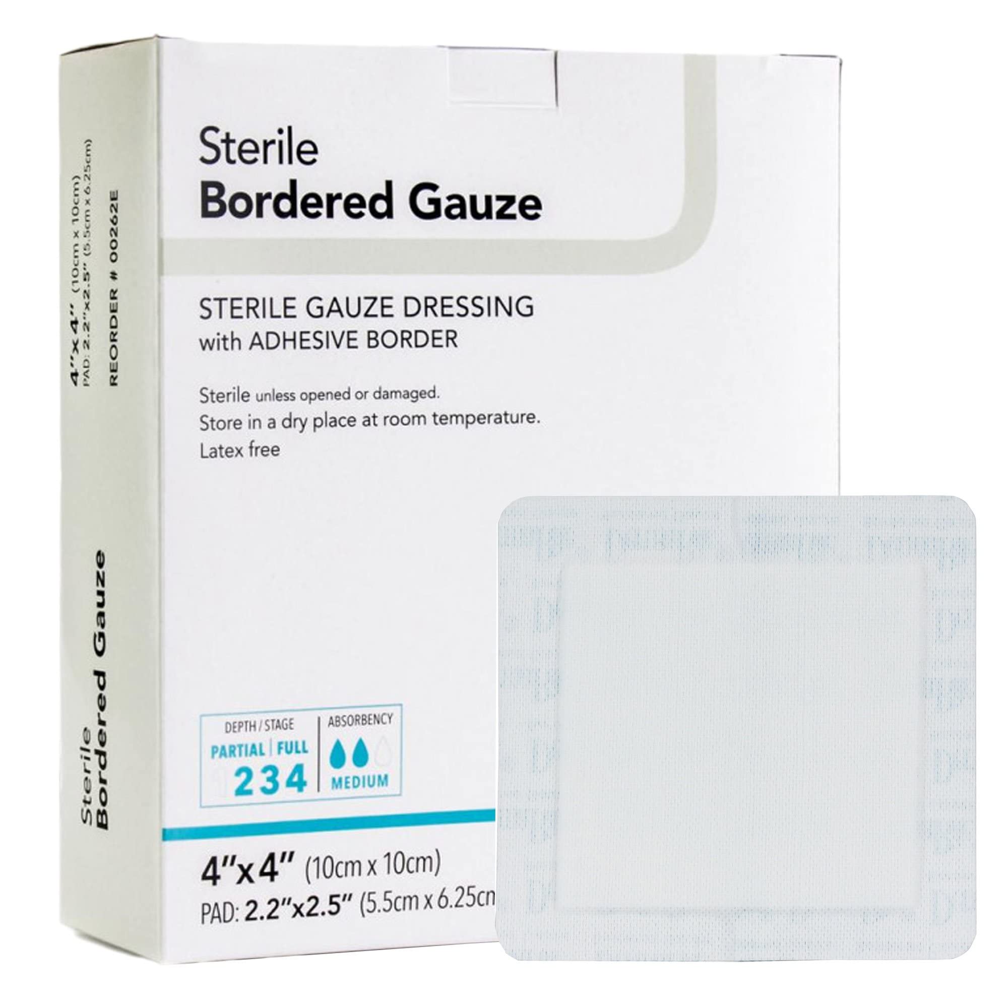 DermaRiteIndustries Sterile Bordered Gauze Dressing, 0.5 Pound