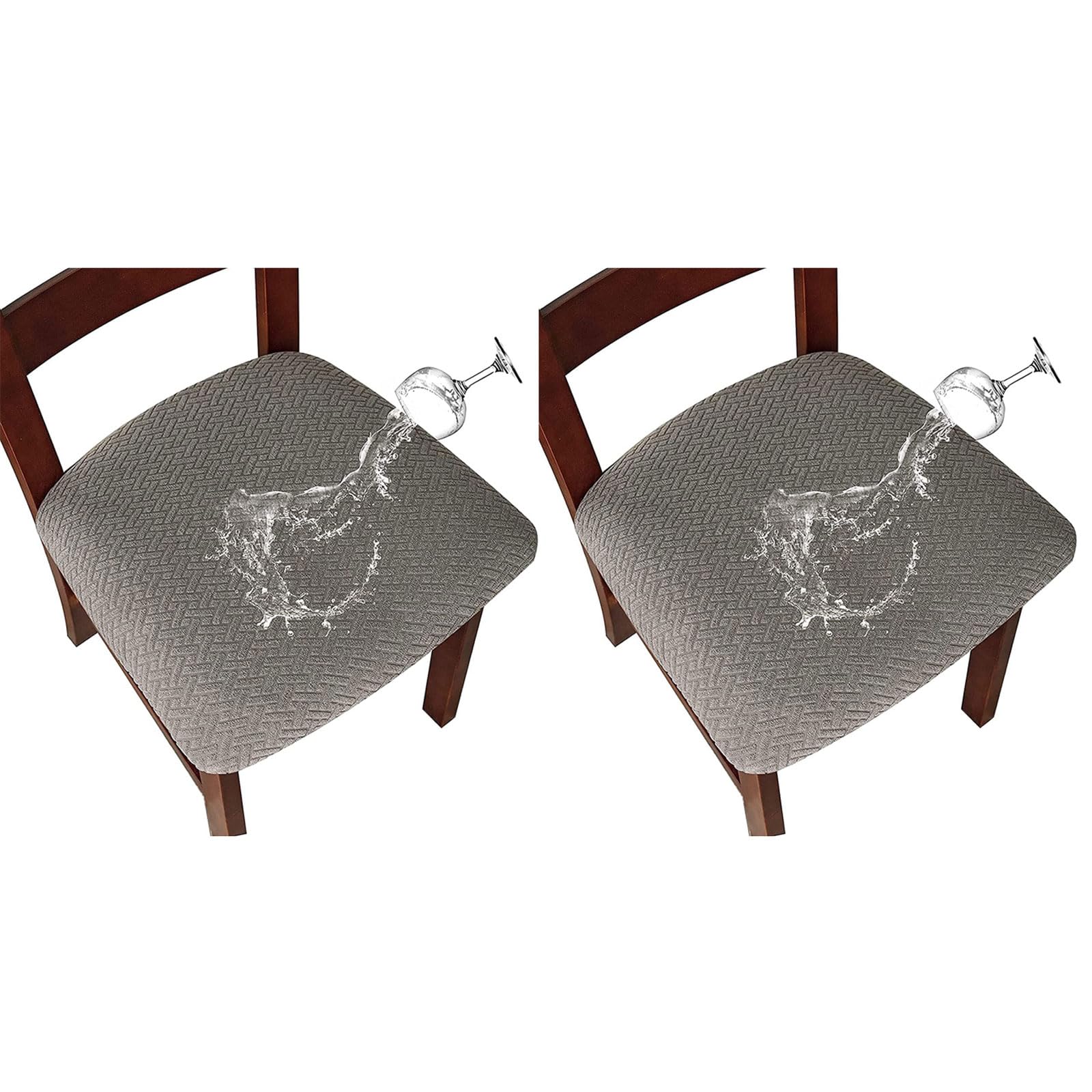 Bestenrose Dining Chair Seat Covers Waterproof Super Fit Stretch Jacquard Protective Seat Cover Removable Washable for Dining Room Kitchen Available All Seasons (Light gray, Set of 2)