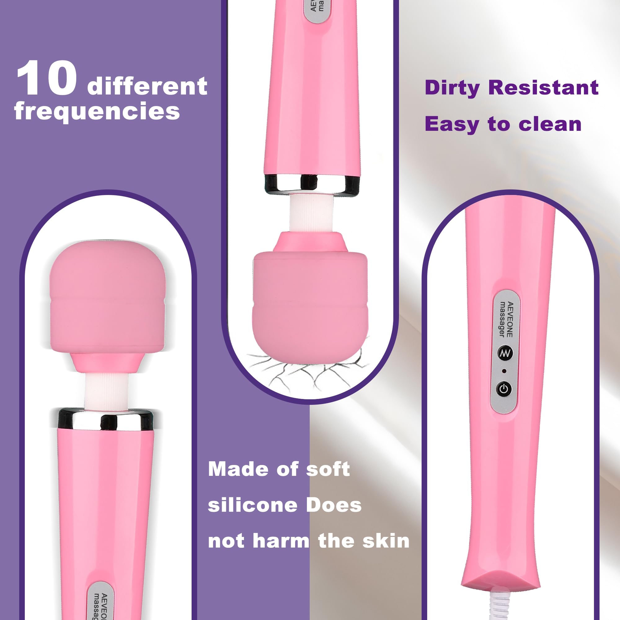 AEVEONE Wired Powerful Handheld Electric Massager, Strong Personal Back Massage for Sports Recovery, Muscle Aches, Body Pain (Rose red): Pink