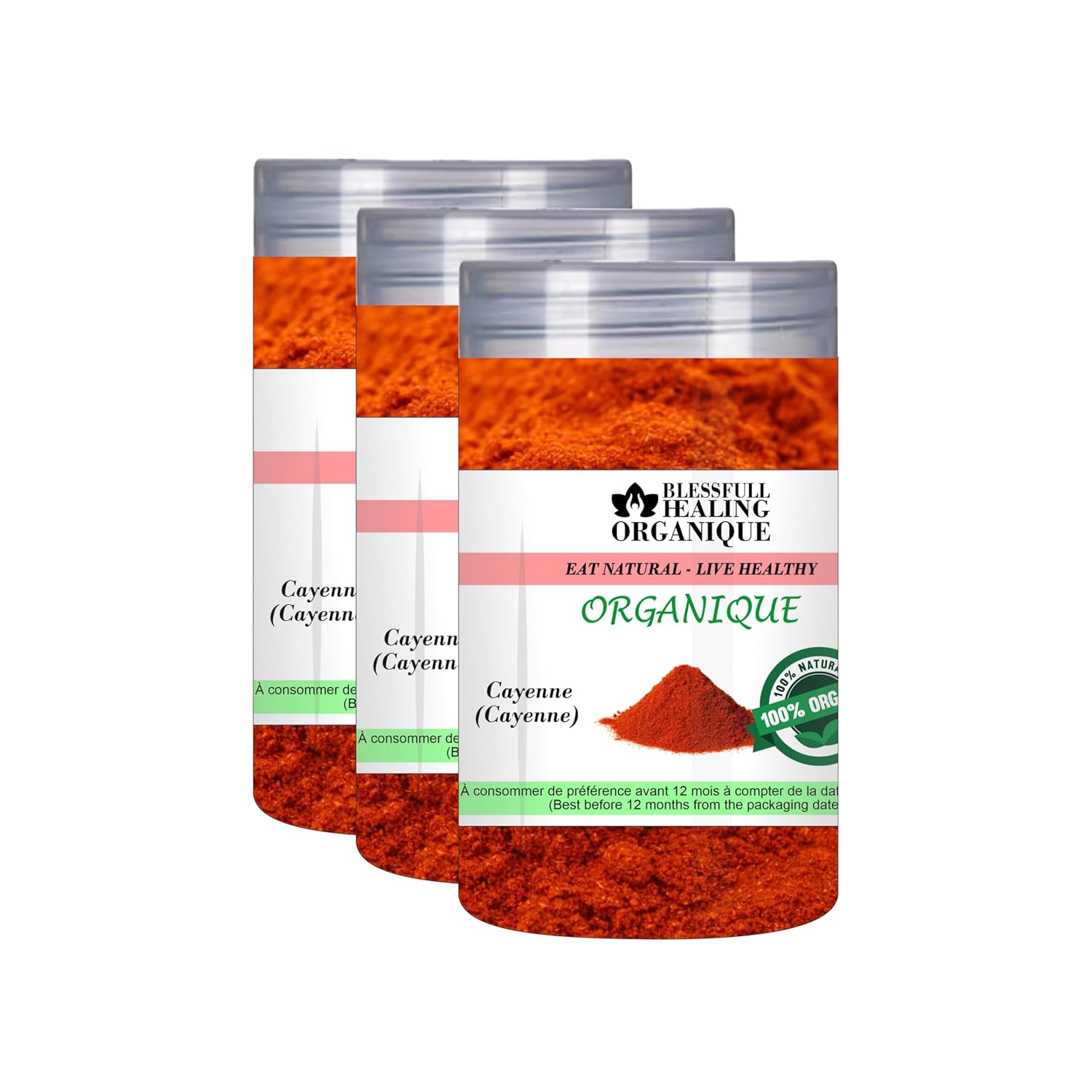 Blessfull Healing Organic Cayenne 100 Gram (3.52 oz) Each (Pack Of 2) = 200 Grams, Vegan
