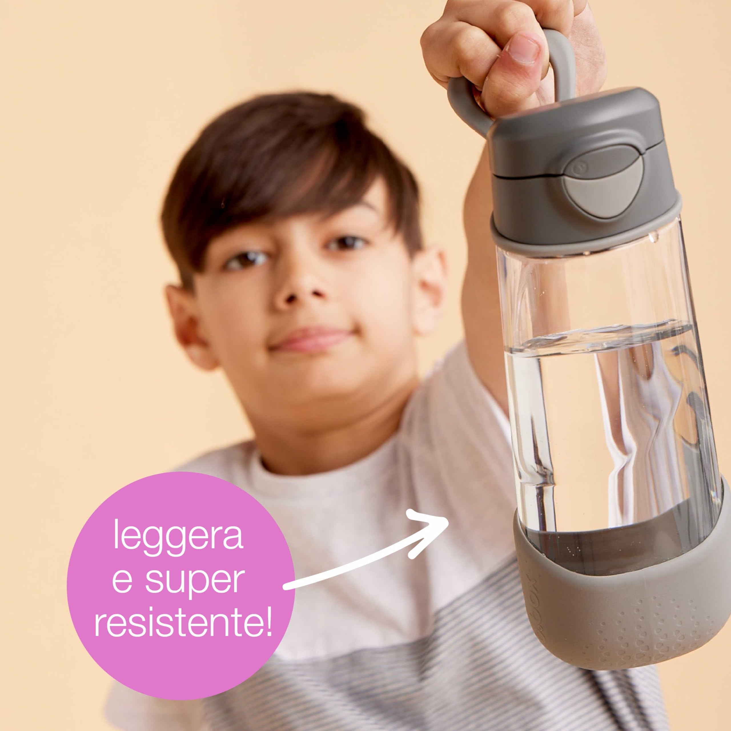 b.box Borraccia Sportiva con Beccuccio | Borraccia Ergonomica Antigoccia | Borraccia Bambini dal Design Moderno | Intuitiva | 600 ml