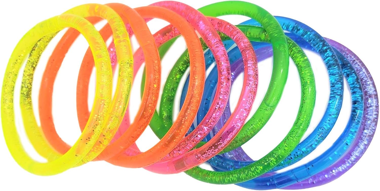 6" LIQUID Super GLITTER Colorful BRACELET (48 Pack) Bright Neon Colors. Cool Bracelets for Party Favor, Stocking Stuffers, Birthday Parties, Fundraisers, Giveaways or Prizes! - Image 7