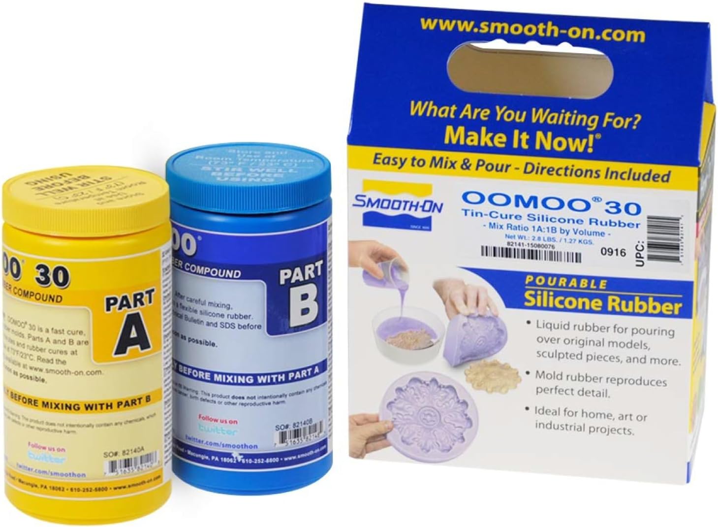 Smooth-On OOMOO™ 30 Tin Cure Silicone Rubber, Easy to Use Silicone Mold Making Kit, Pint Unit