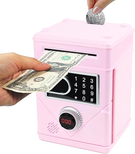 Miniatura 1 de Veilxty Hucha con pantalla táctil, alcancía electrónica con contraseñas para niños, alcancía de música, conteo de dinero, banco de monedas, cajeros