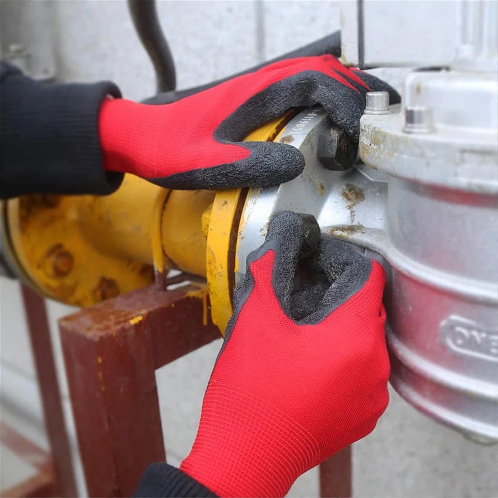 Genérico 24 Piezas (12 Pares) Guantes de Trabajo de Jardín de Goma de Látex con Forro de Poliéster for Tareas Industriales y de Jardinería(NM1350P-RBLK,S)