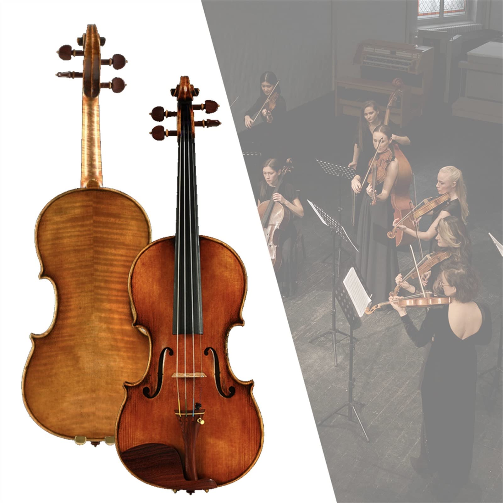 Violini per Studenti 4/4 Violino Top In Abete Europeo Fondo In Acero Violino Suono Ricco Con Arco Di Violino Ponte Per Violino Custodia Per Violino Professionale Violino