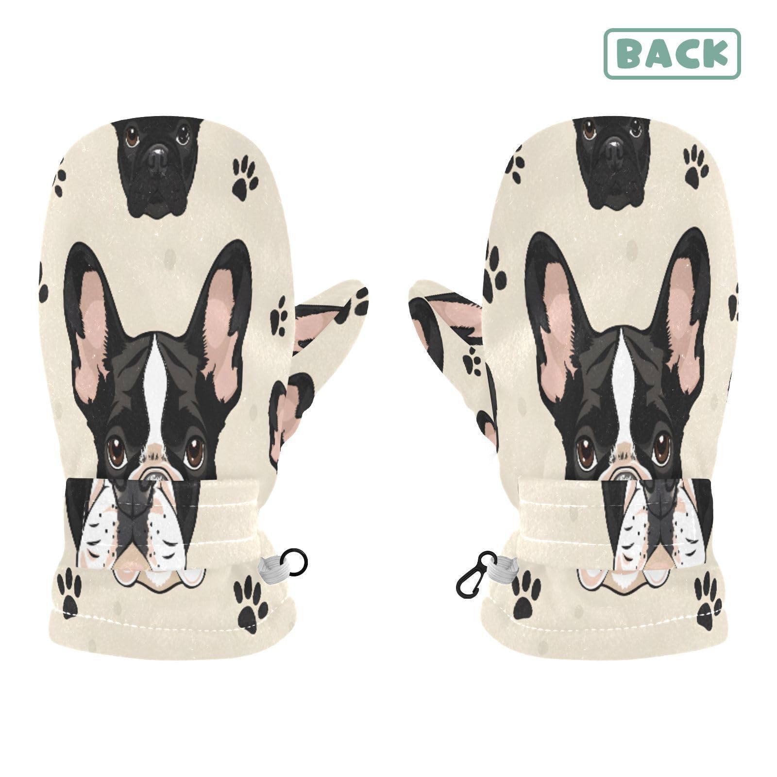 Kid's Winter Gloves Children Warm Gloves Dog Head Black Footprint for Boys Girl Age 2-4 Years