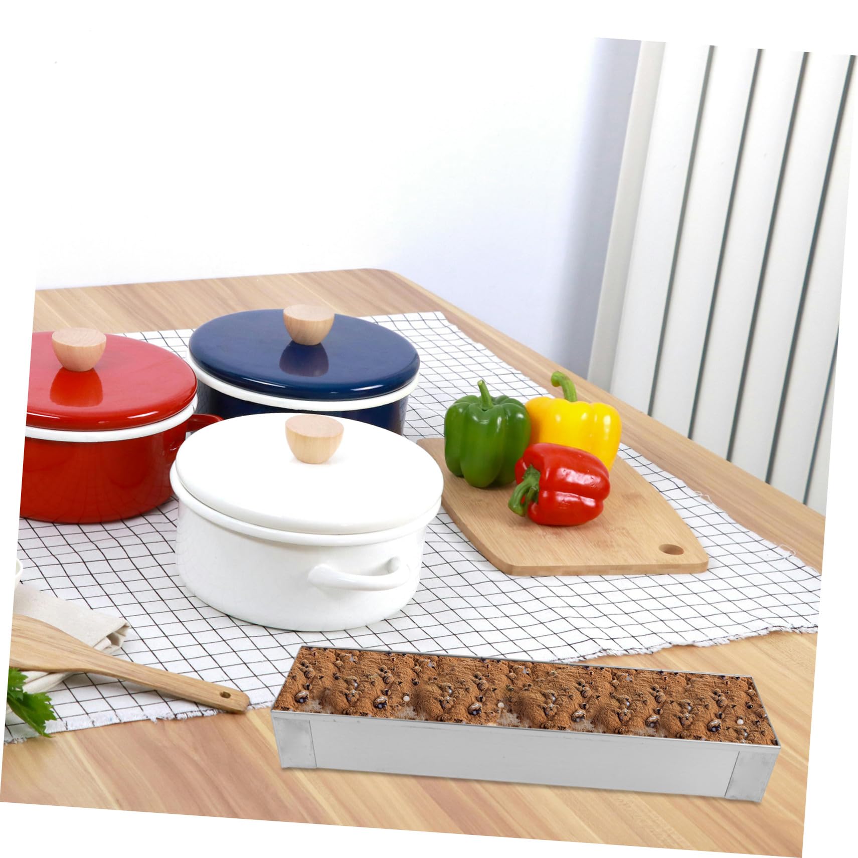 MAGICLULU Rechteckige Kuchenform aus Edelstahl mit Deckel und Eingravierten Maßangaben für Desserts und Lasagne für Hobbybäcker und Profis in Küche