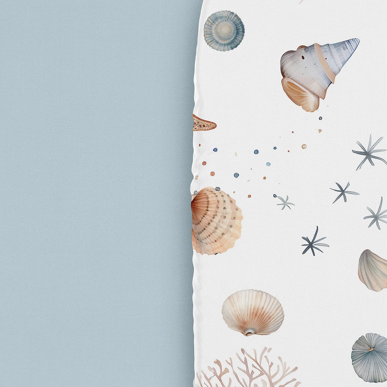 Sweet Jojo Designs 2-Piece Baby Bassinet Sheets Set (Ocean Seashells) for Girls or Boys, Infant Newborn Nursery, Oval, Rectangle & Hourglass Mattress (Gender Neutral, Nautical, Beach Theme, Starfish)