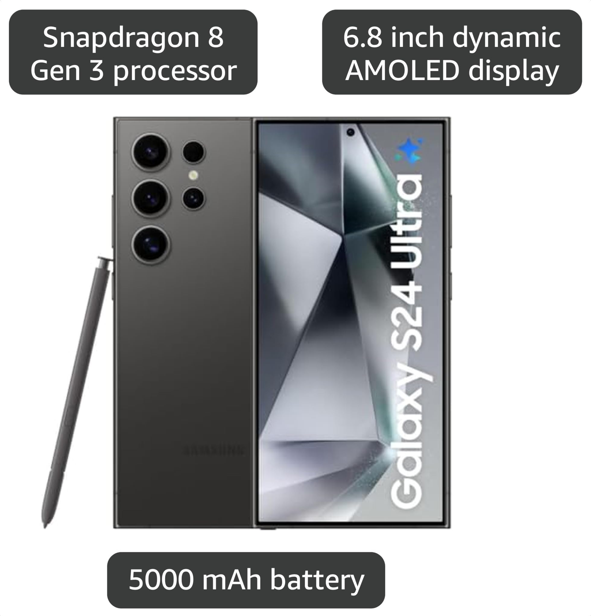 Amazon.com: Samsung Galaxy S24 Ultra, 256GB, Onyx Black - Locked