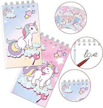 Unicorn Stationery Set - Unicorn Party Bags Fillers, Unicorns Pencils, Unicorns Book, Girls Gifts for Birthday, School Stationery, Rewards, Supplies Pre Filled Party Bags, Girls Stationery Set