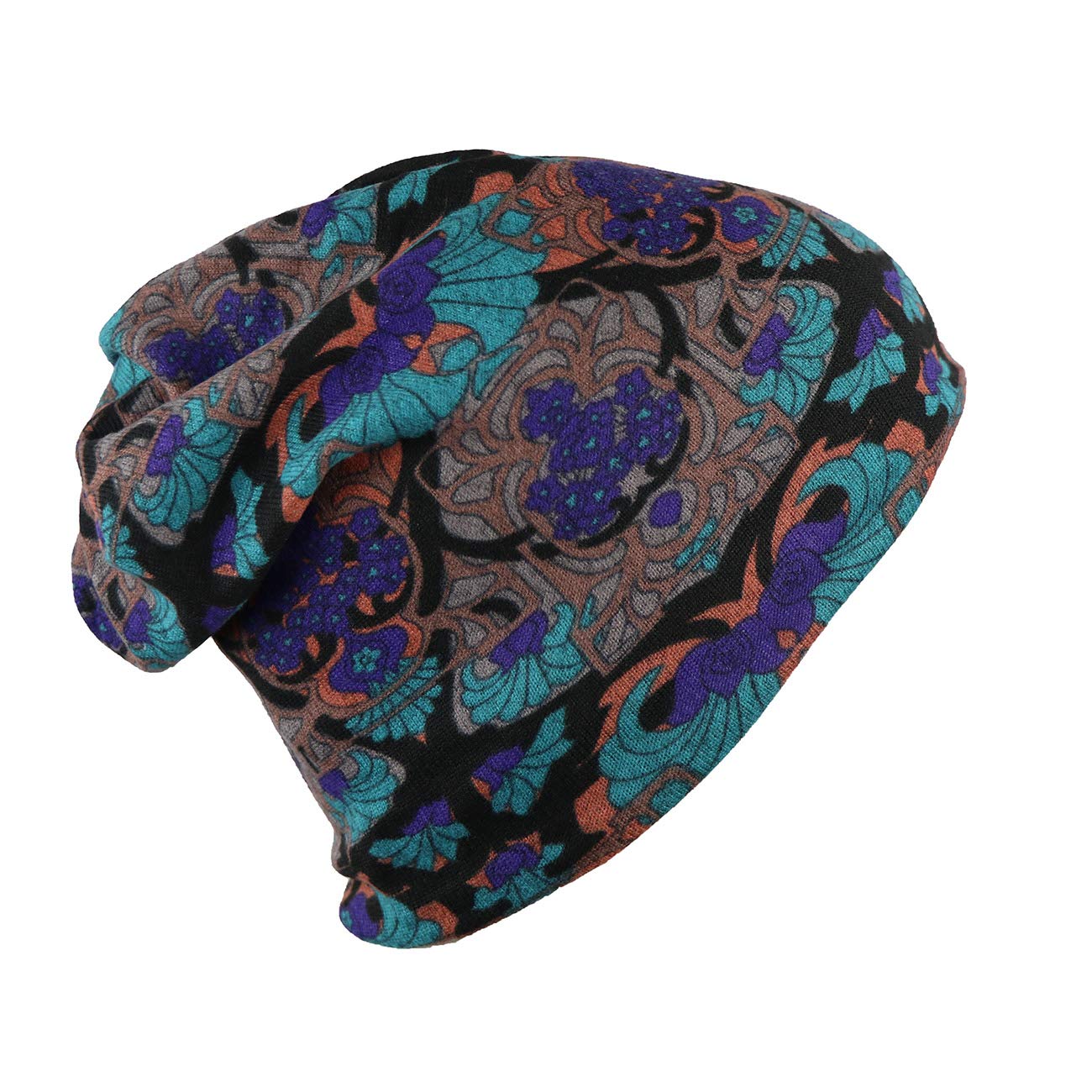 isweven Men's Women's Unisex Cotton Blended Slouchy Summer Skull Beanie Cap - Multicolor (7042A, Free Size)-picture-42