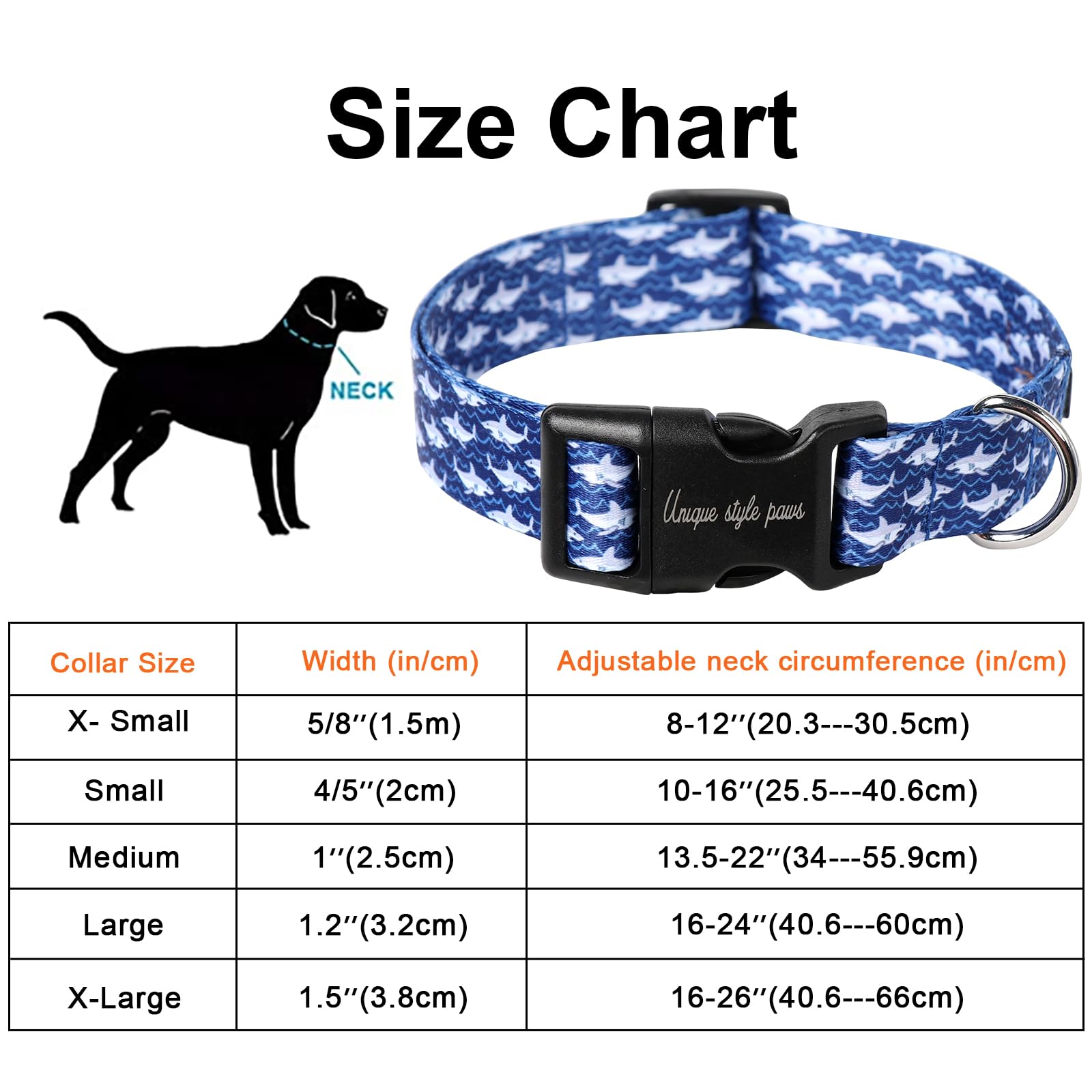 Unique style paws Blue Shark Dog Collar Puppy Collars Harnesses & Leads For Dogs Uk Bow Tie Soft Adjustable Cute Flower Comfortable Collars Pet Gift For Small Medium Large Dogs S - Image 4