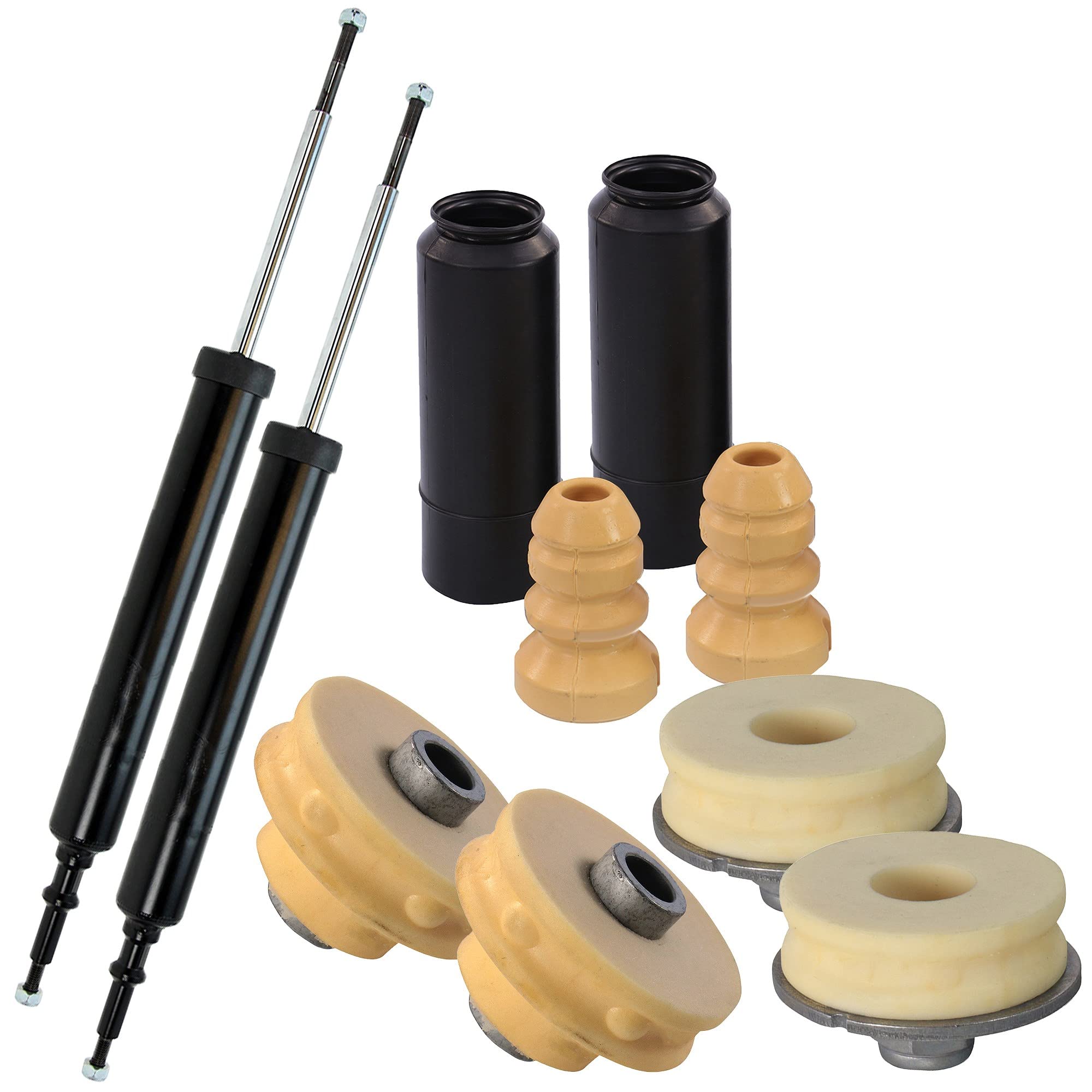 BESTPRICE 2x ammortizzatore a gas a doppia camera d'aria con supporto e tappi antipolvere, compatibile con BMW Serie 1 (E81) (E88) (E82), Serie 3 (E90) (E93) (E92) (E91)
