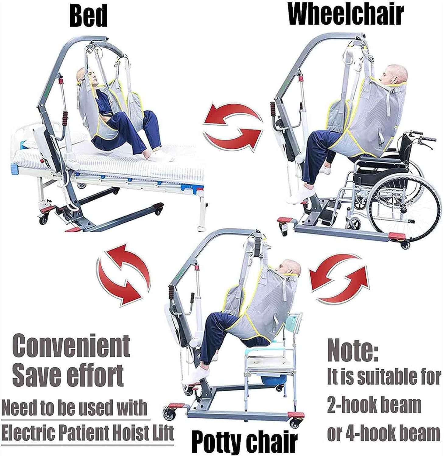 Arnés Elevación Paciente De Cuerpo Completo, Eslinga Elevación,para Posicionamiento Y Elevación De La Cama,Enfermería, Cuidador 507 Libras （No Incluye grua） Large