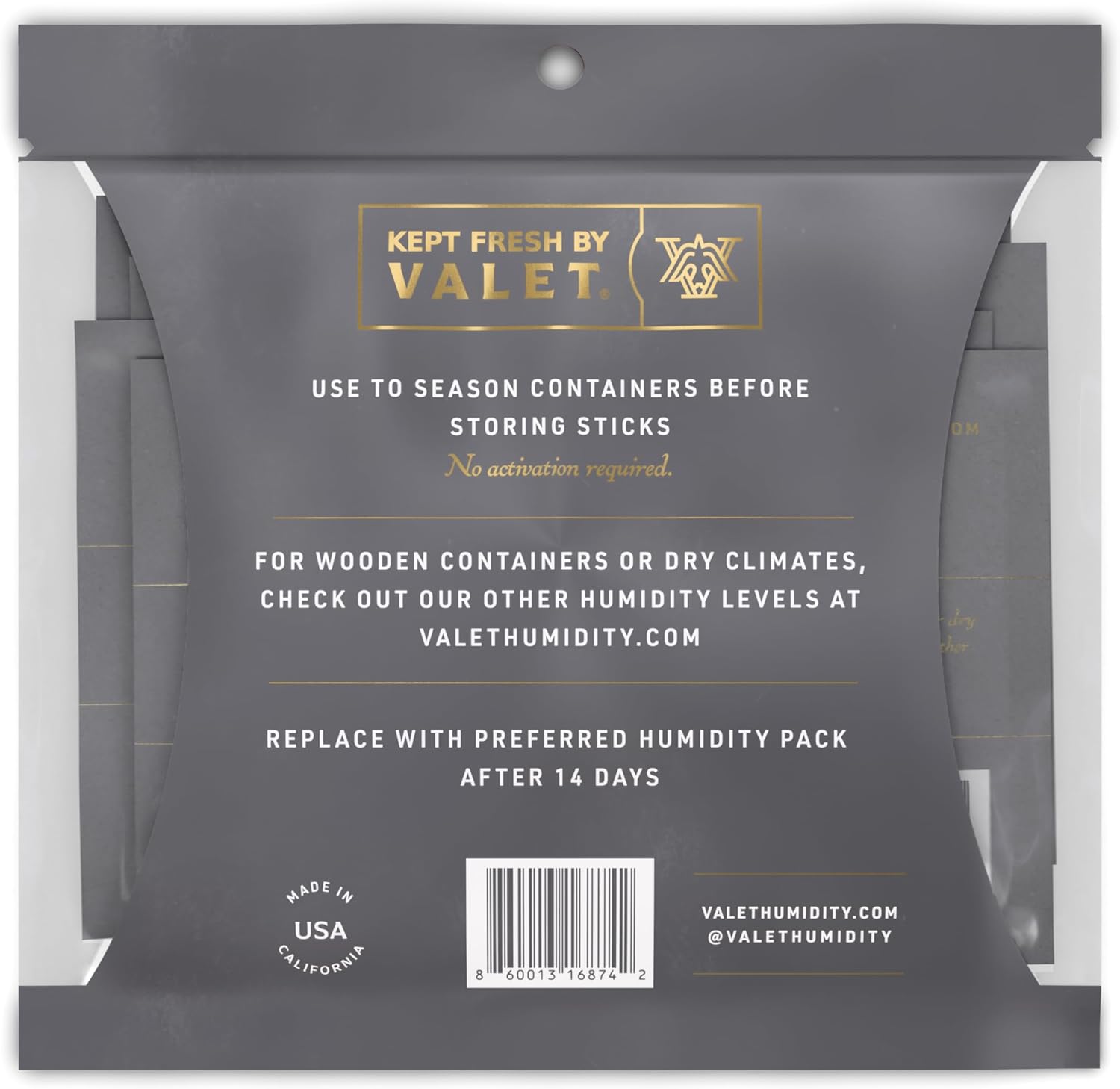 Valet 84% Two-Way Humidity Packs for Seasoning Wood Containers, 4-Pack, 60g Each, Prevents Leaks with Natural Craft Paper Design, Resealable Bag - Image 3