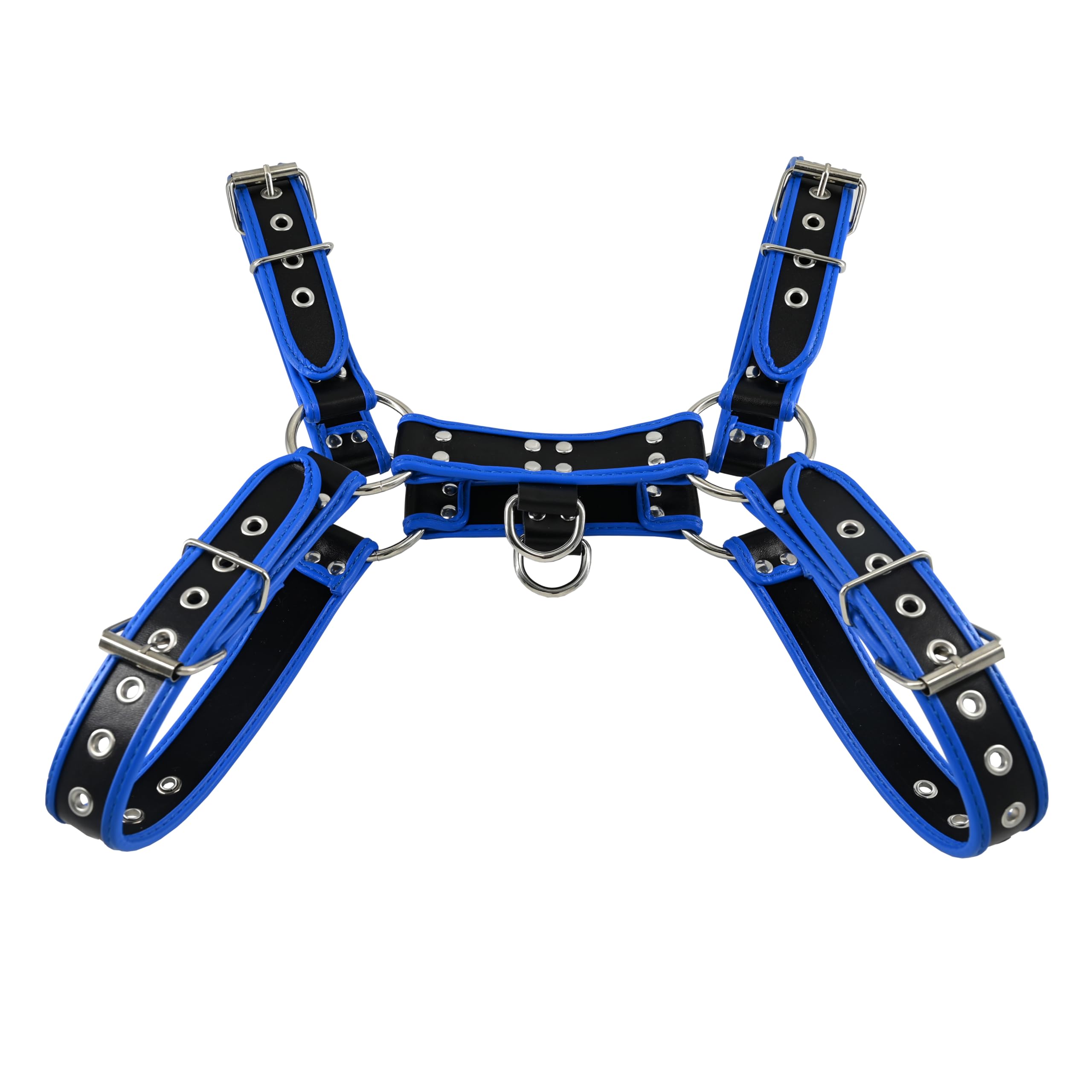 Arnés de pecho de cuero sintético ajustable para hombre, color azul